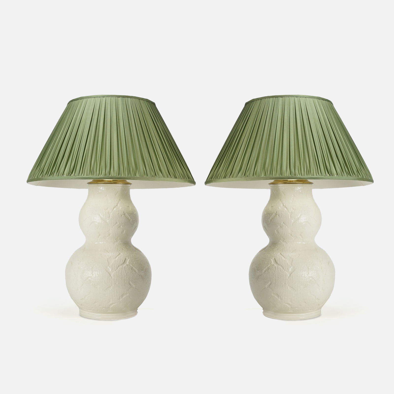 Pair Roy Hamilton Textured White Double Waisted Ceramic Table Lamps for Christopher Spitzmiller (1 of 9)