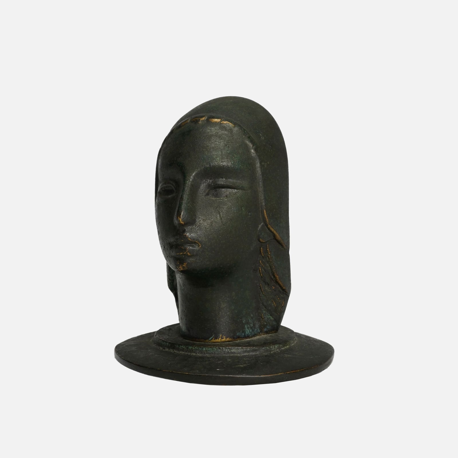 Art Deco Style Pal Bell Israeli-Palestinian Bronze Head of a Woman (1 of 7)