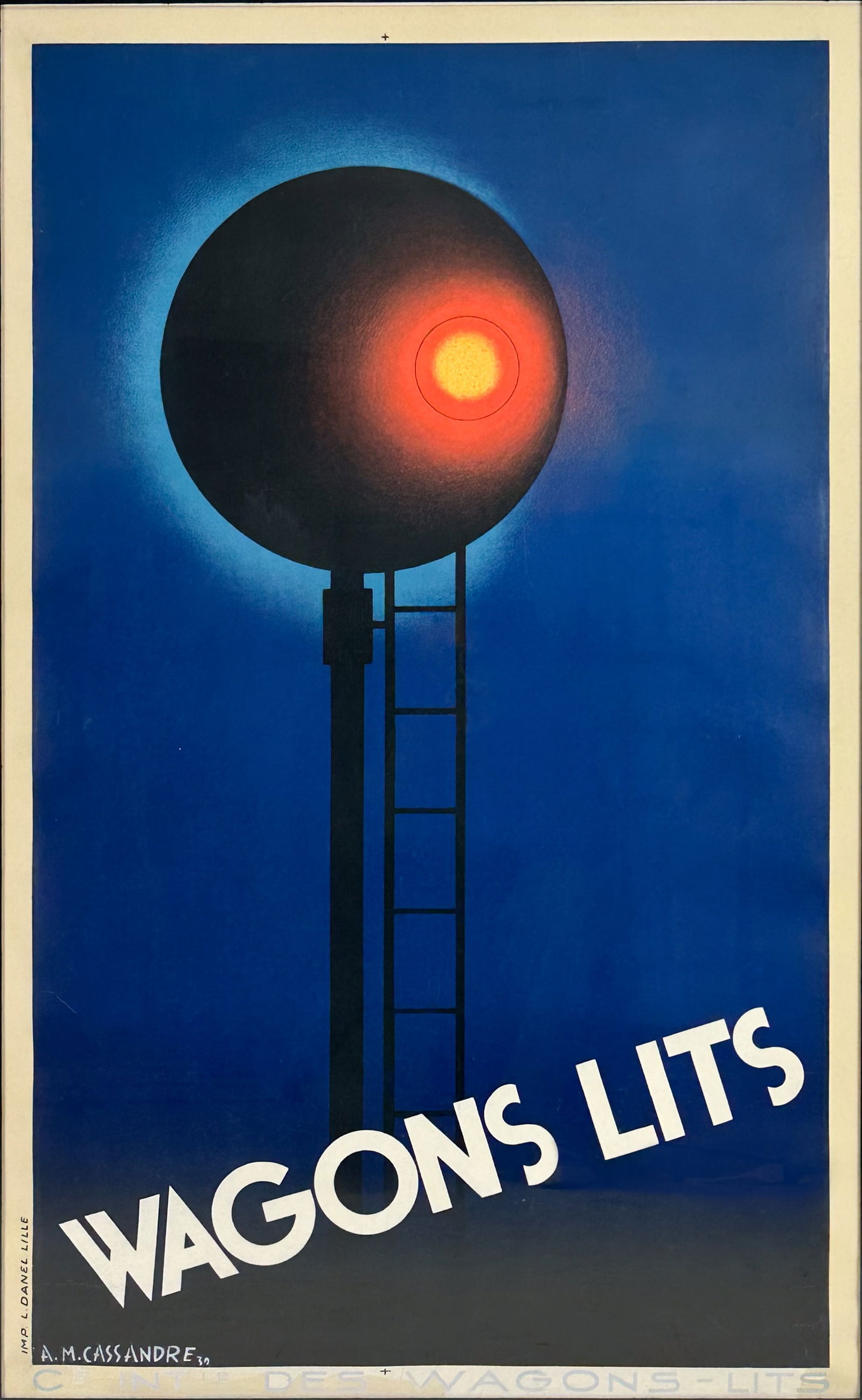 A. M. Cassandre 1930s NIGHT SLEEPER WAGONS LITS Original Art Deco Railway Advertising Travel Poster (1 of 5)