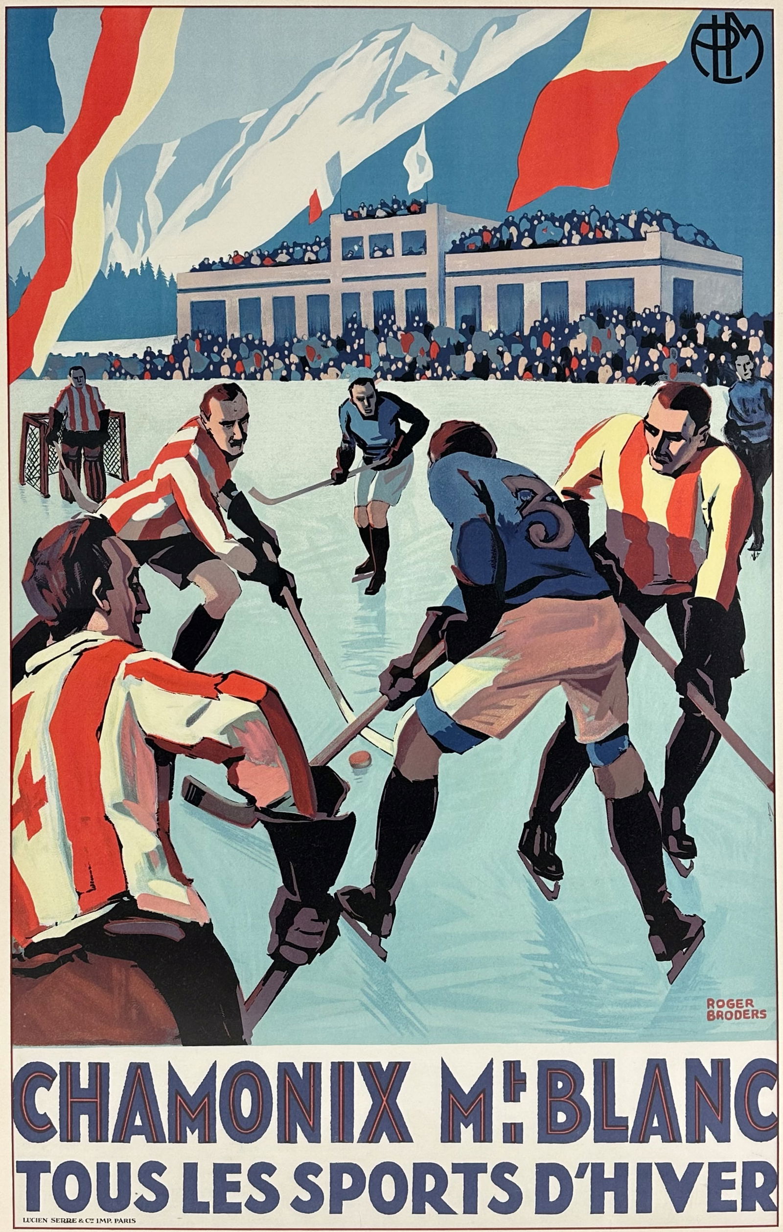 Roger Broders 1930s CHAMONIX MT. BLANC TOUS LES SPORTS D'HIVER Original Art Deco Sport Poster (1 of 5)