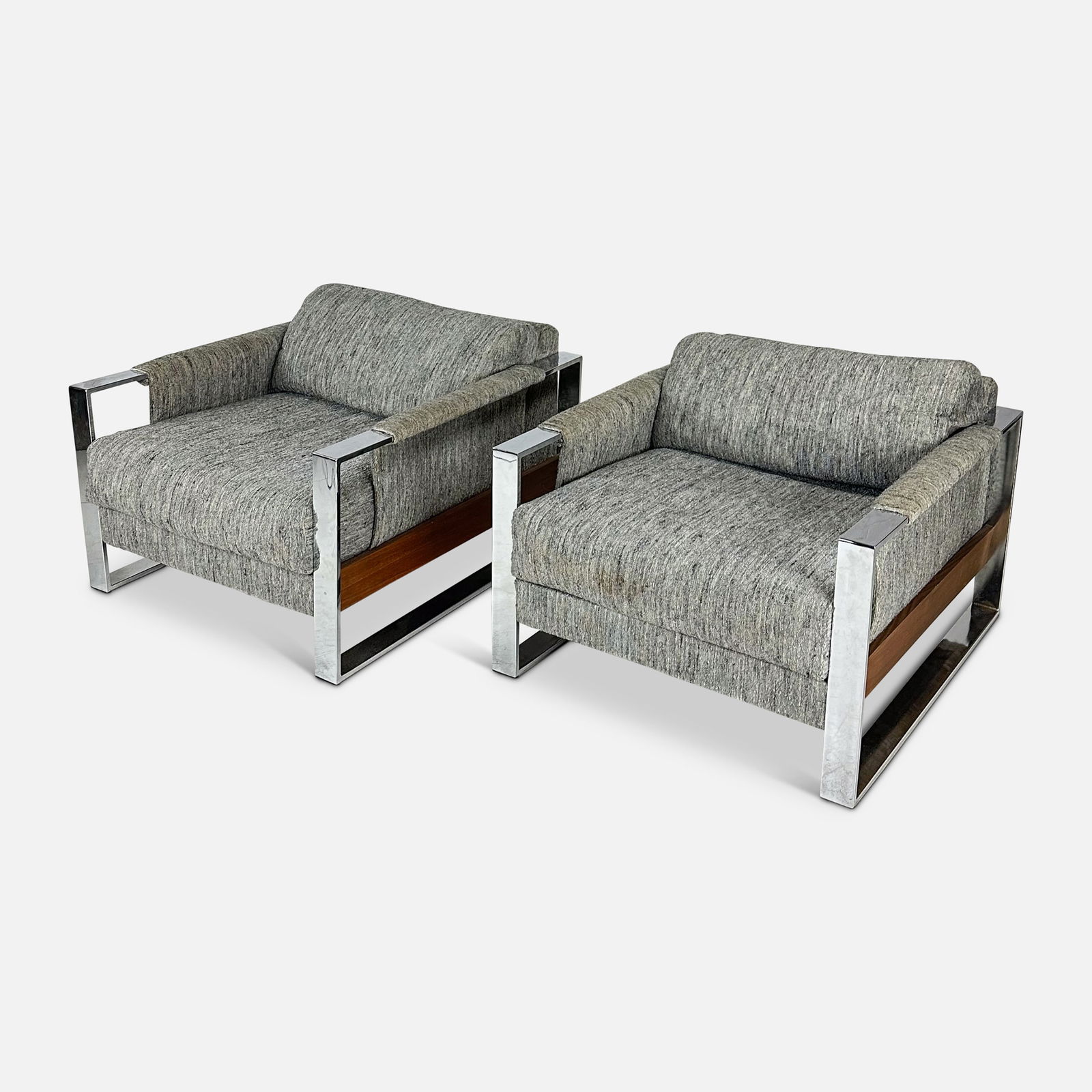 Pair Adrian Pearsall for Craft Associates Chrome Sofa Chairs (1 of 6)