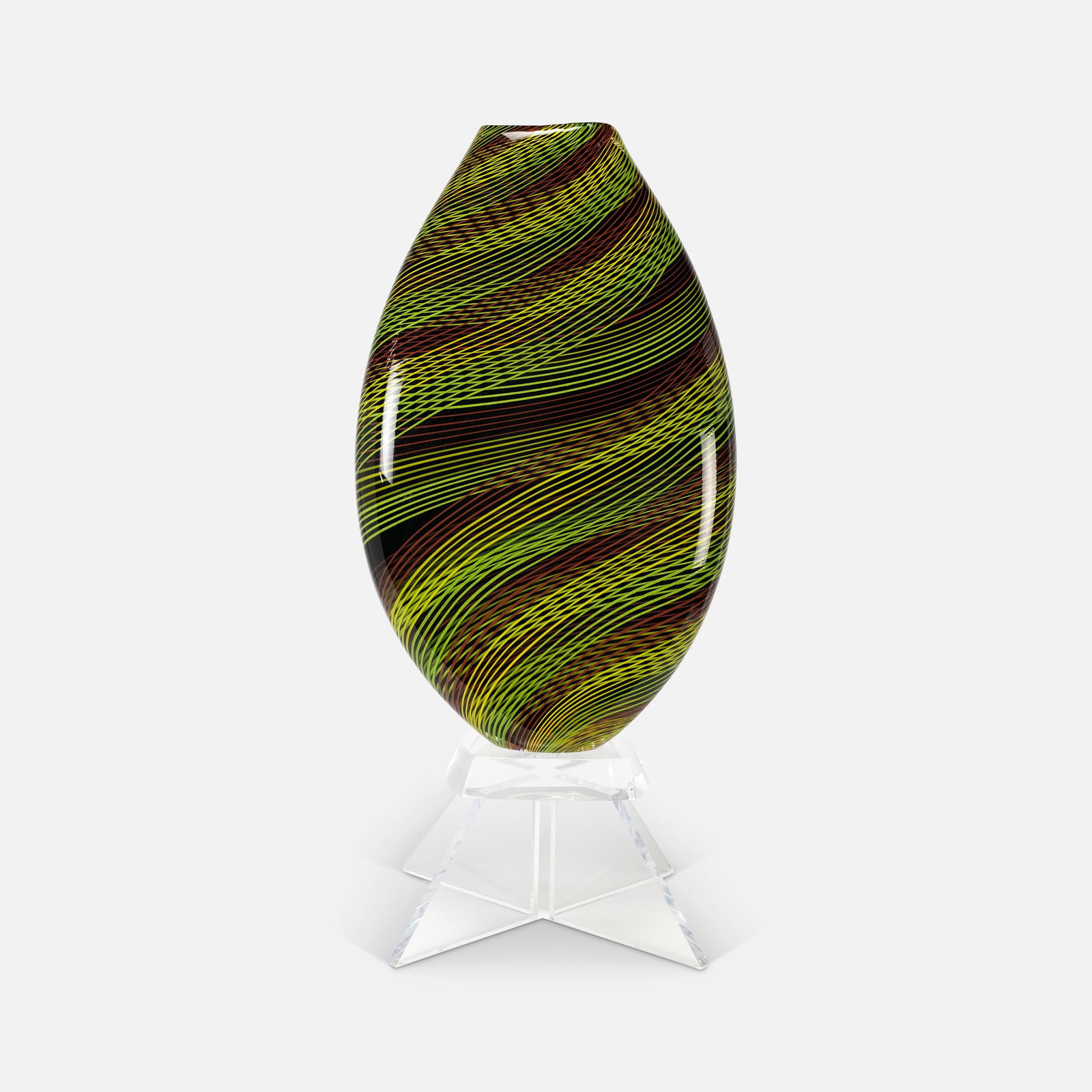 Murano Italian Mezza Filigrana Art Glass Vase (1 of 8)