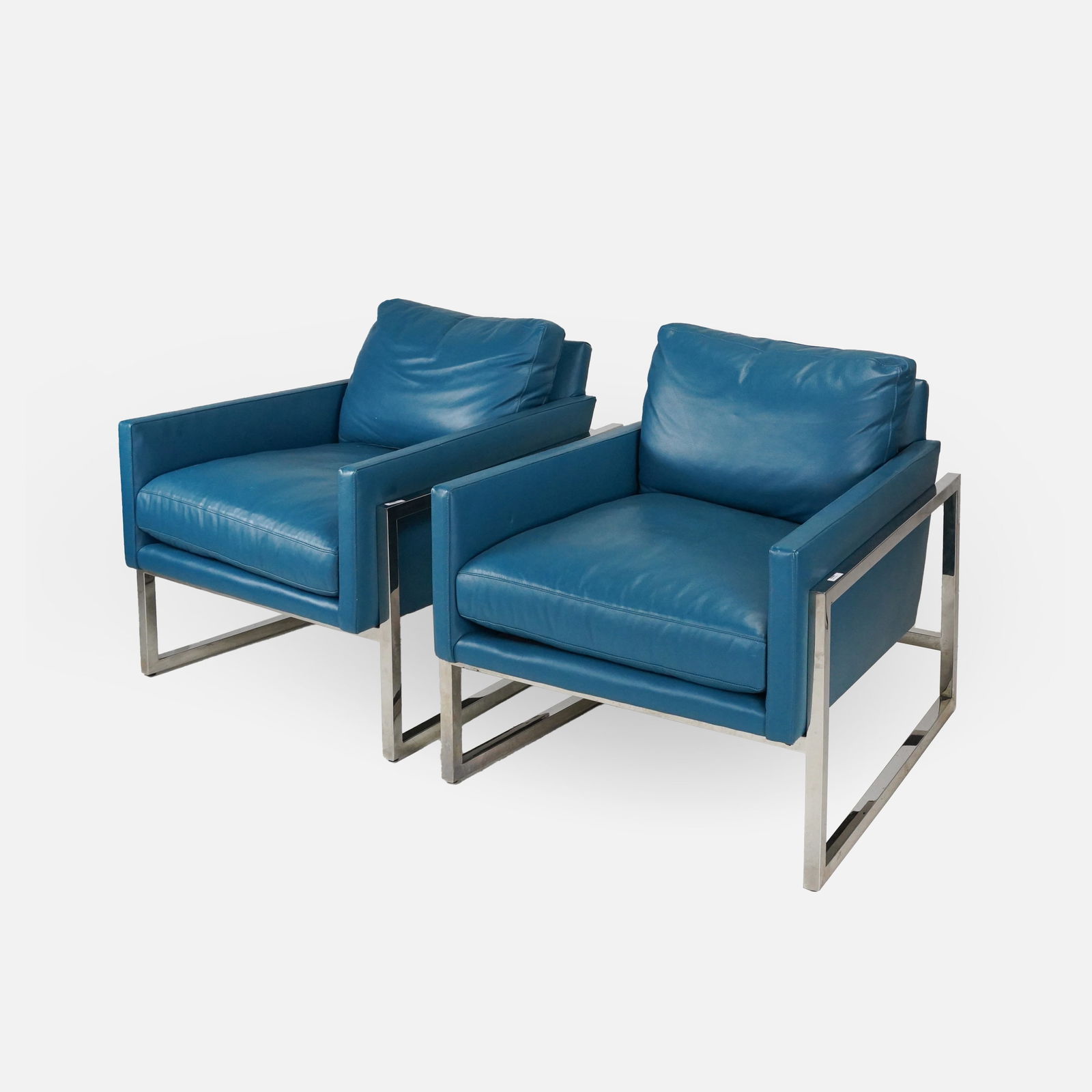 Pair Michael Weiss for Vanguard Chrome Leather Armchairs #2 (1 of 7)