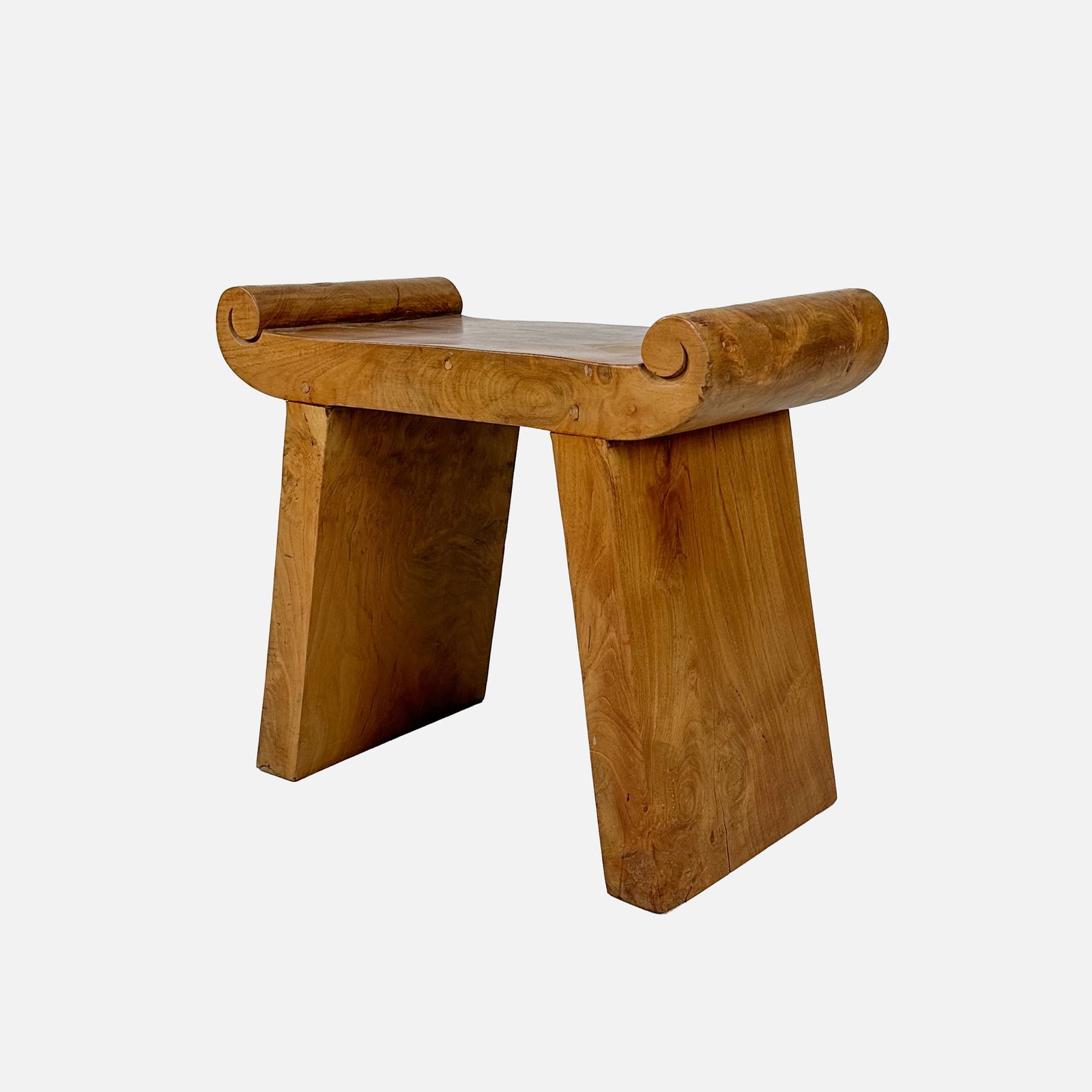 Fine and Heavy Contemporary Sculptural Teak Wood Stool (1 of 7)