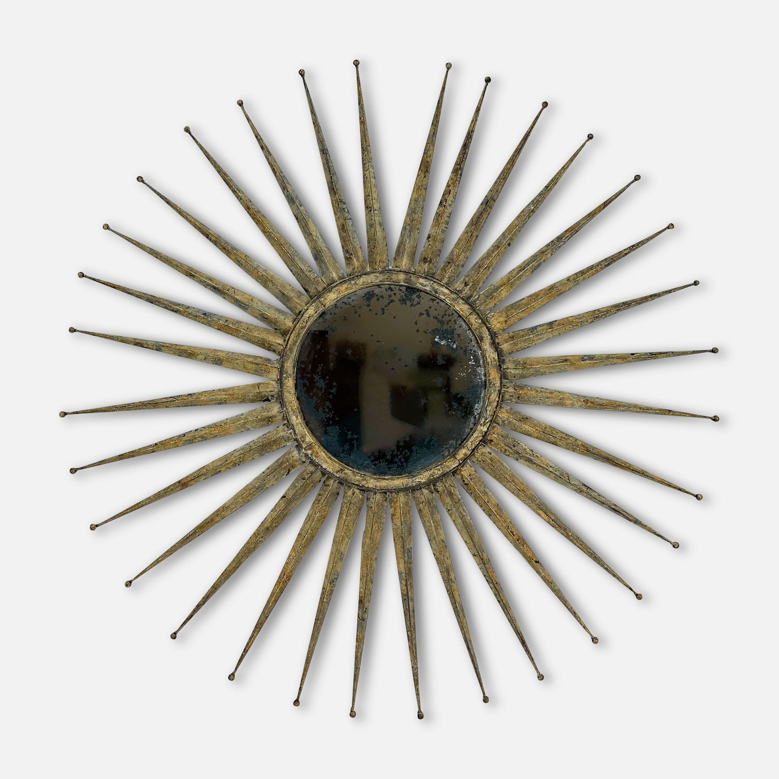 46" Brutalist Mid Century Modern Wrought Iron Metal Sunburst Mirror (1 of 4)