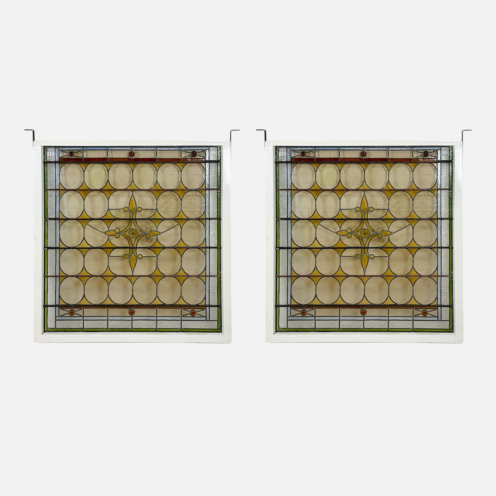 Antique Stained Glass Cathedral Window Pair (1 of 6)