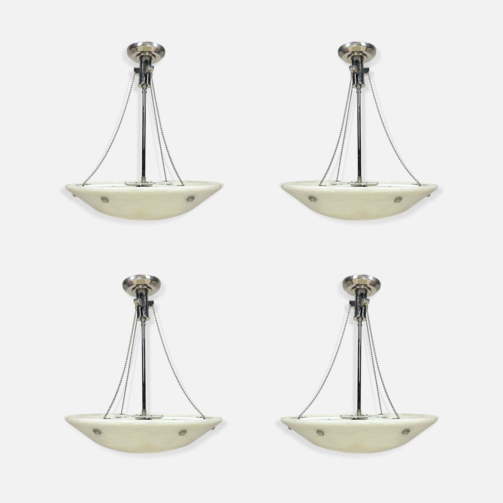 Set of Four 24" Carved Alabaster Dish Ceiling Light Fixtures (1 of 5)