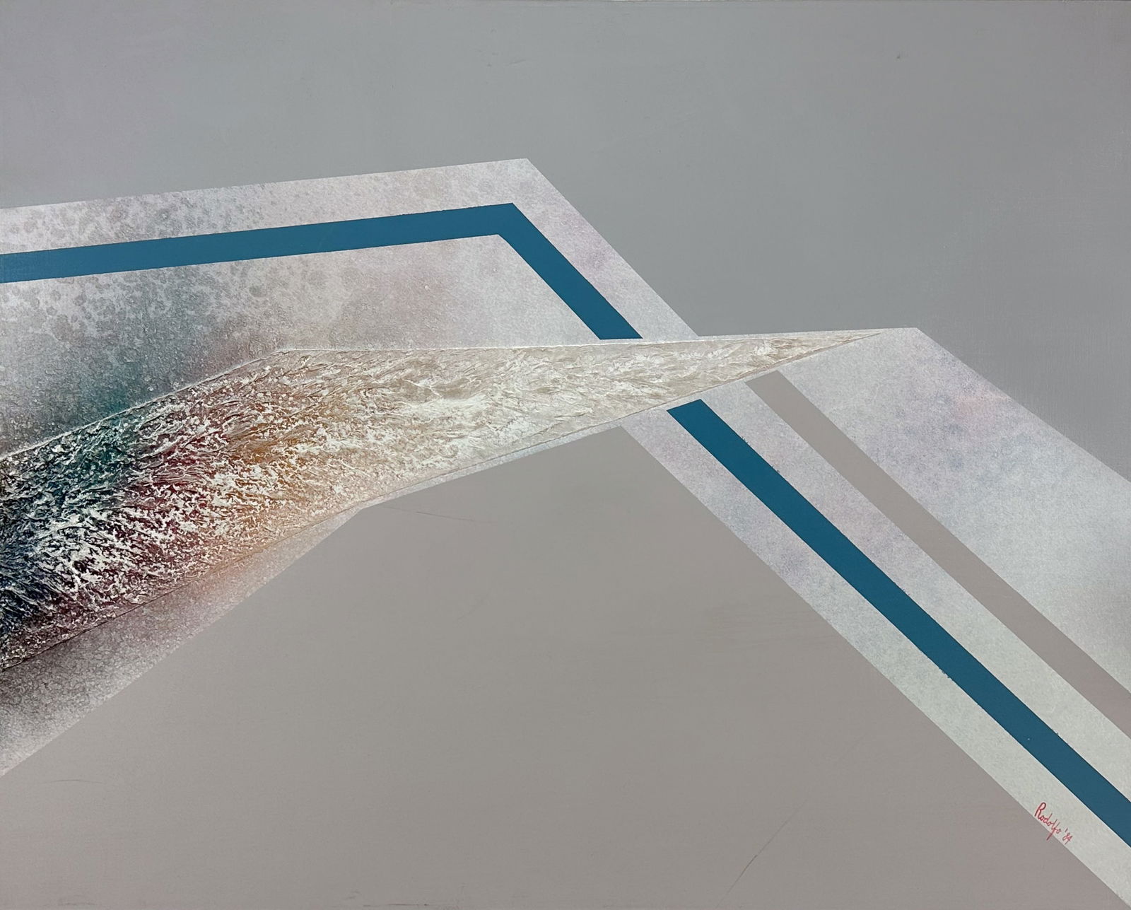 Large Original Rodolfo Carlos 1984 Prismatic Abstract Painting (1 of 7)