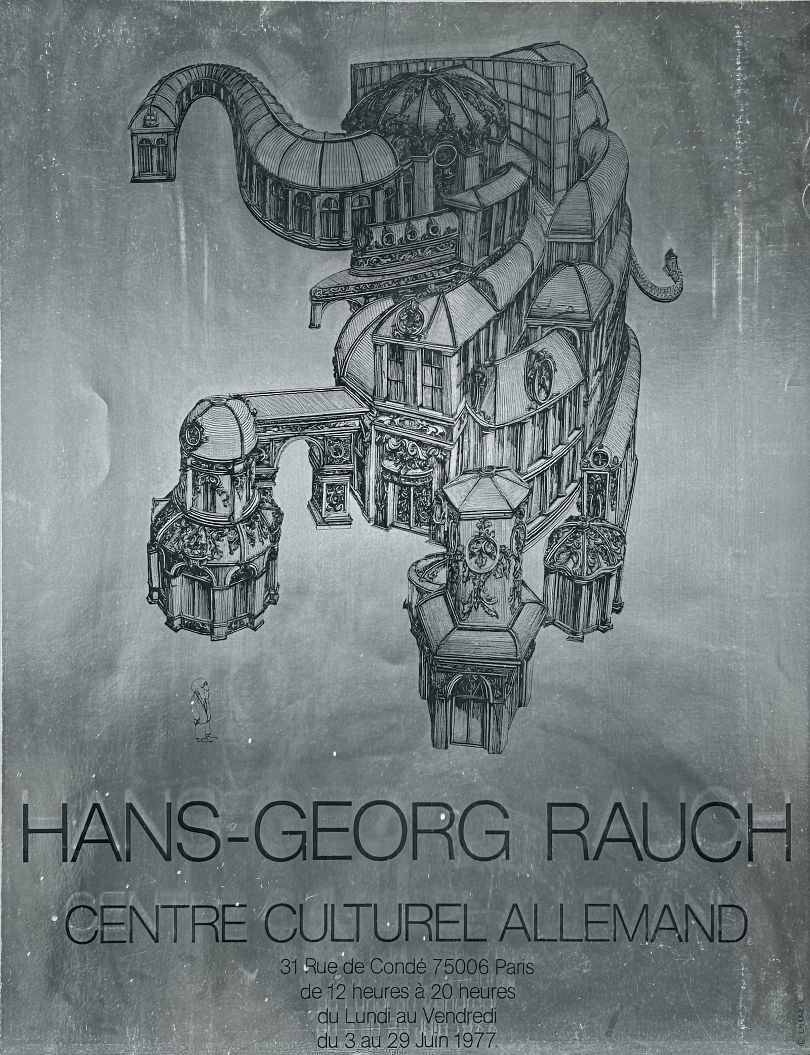 Hans-Georg Rauch "Centre Culturel Allemand / German Cultural Center" Screen Print on Foil Framed (1 of 5)