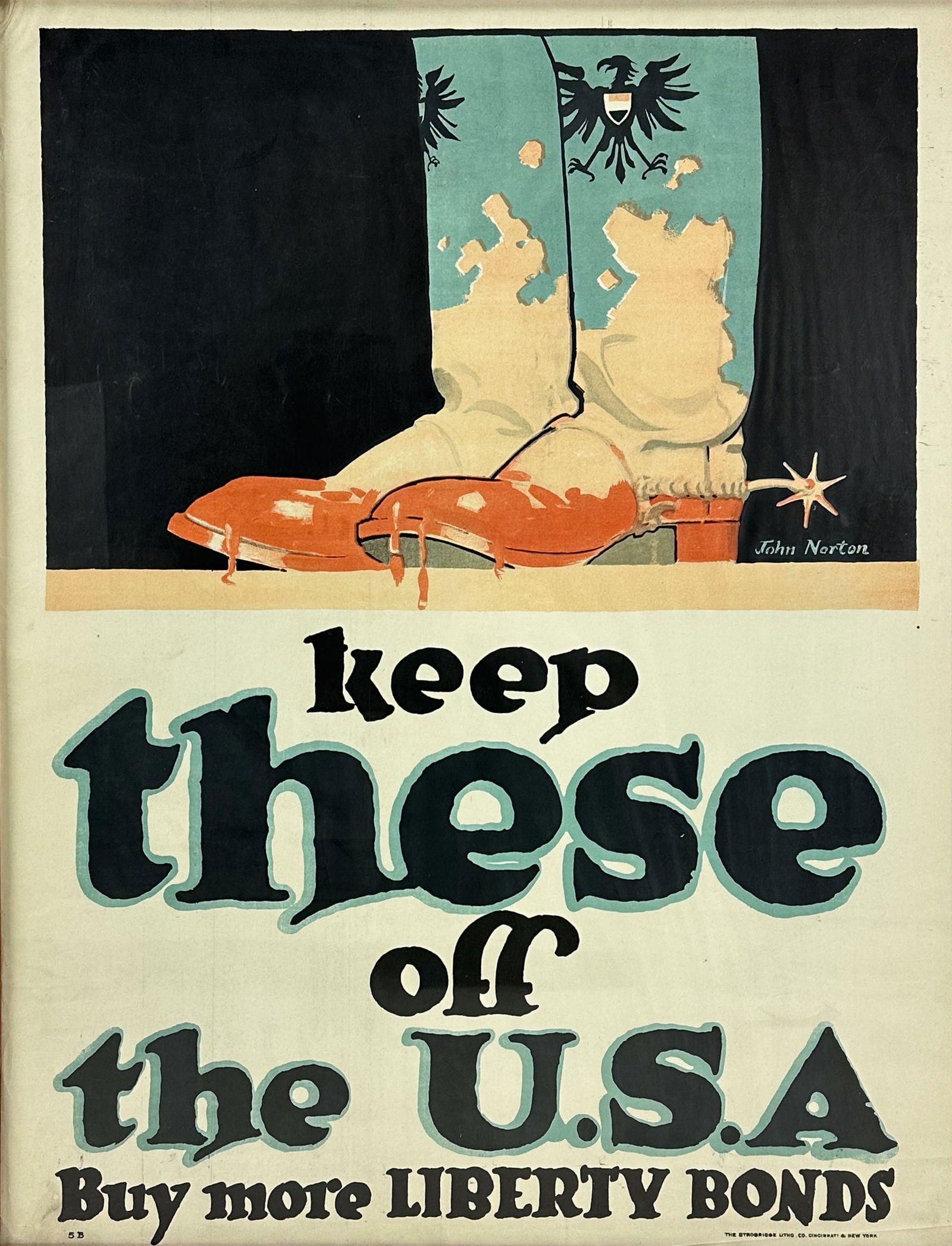 Original WWI 1918 "Keep these off the U.S.A" Liberty Bonds Framed Advertising Poster (1 of 5)