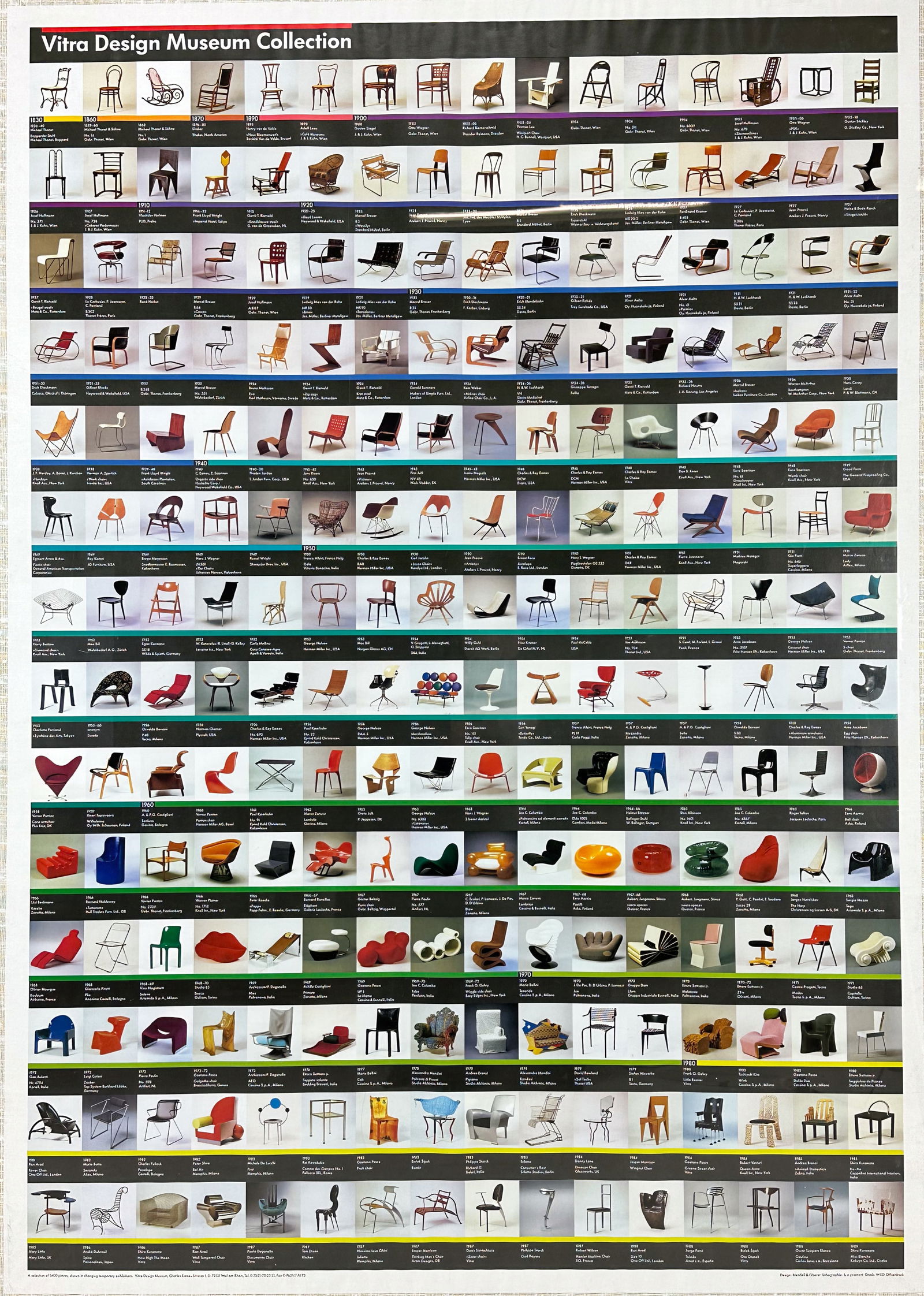 Vintage Vitra Design Museum "The Chair Collection" Huge Framed Poster (1 of 6)