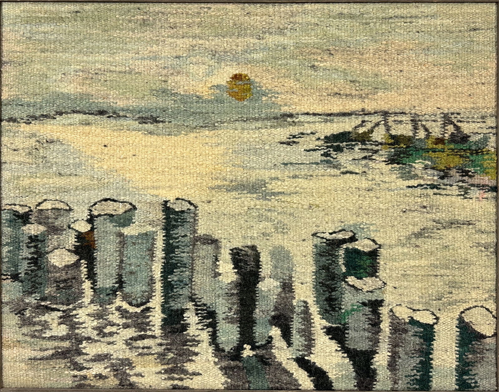 Cepelia Sweden "Falochron / Breakwater" MCM Wool Tapestry Framed Wall Art (1 of 4)