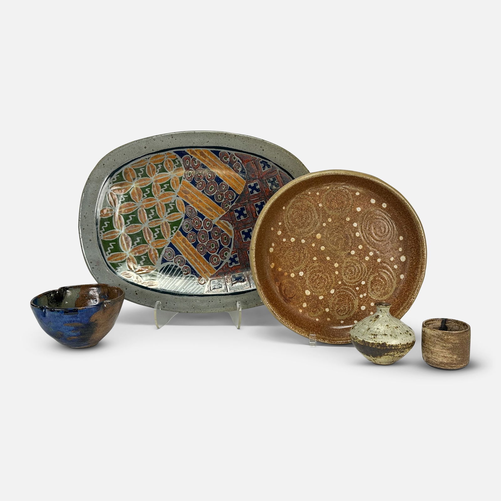 Five Stoneware Martz Mid Century Art Pottery Trays Vessels (1 of 13)