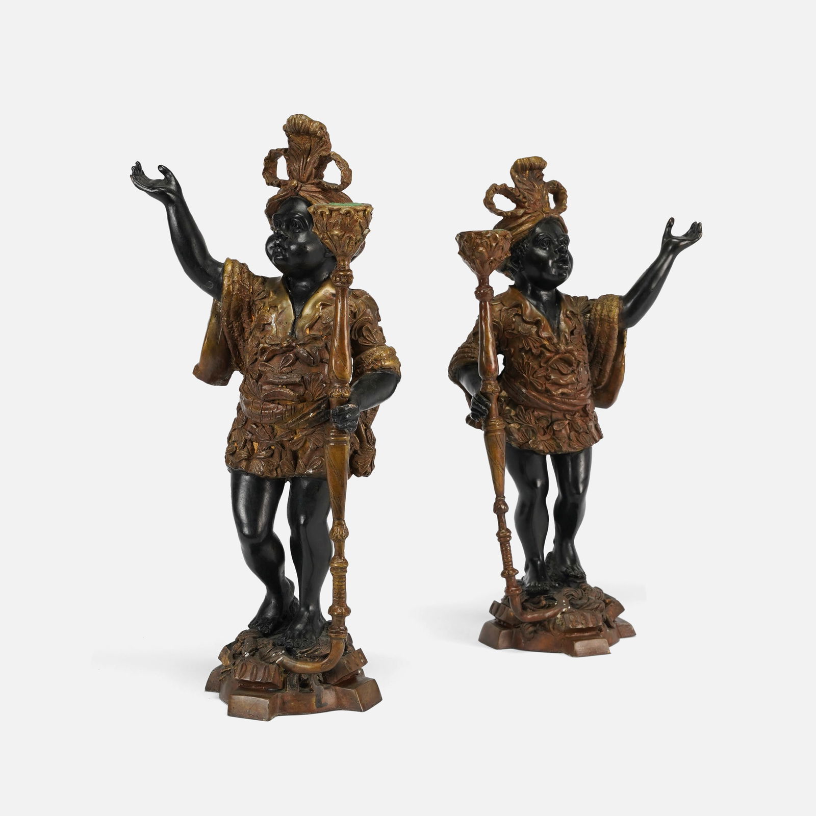 Pair Bronze Blackamoor Figures Candlestick Holders (1 of 8)