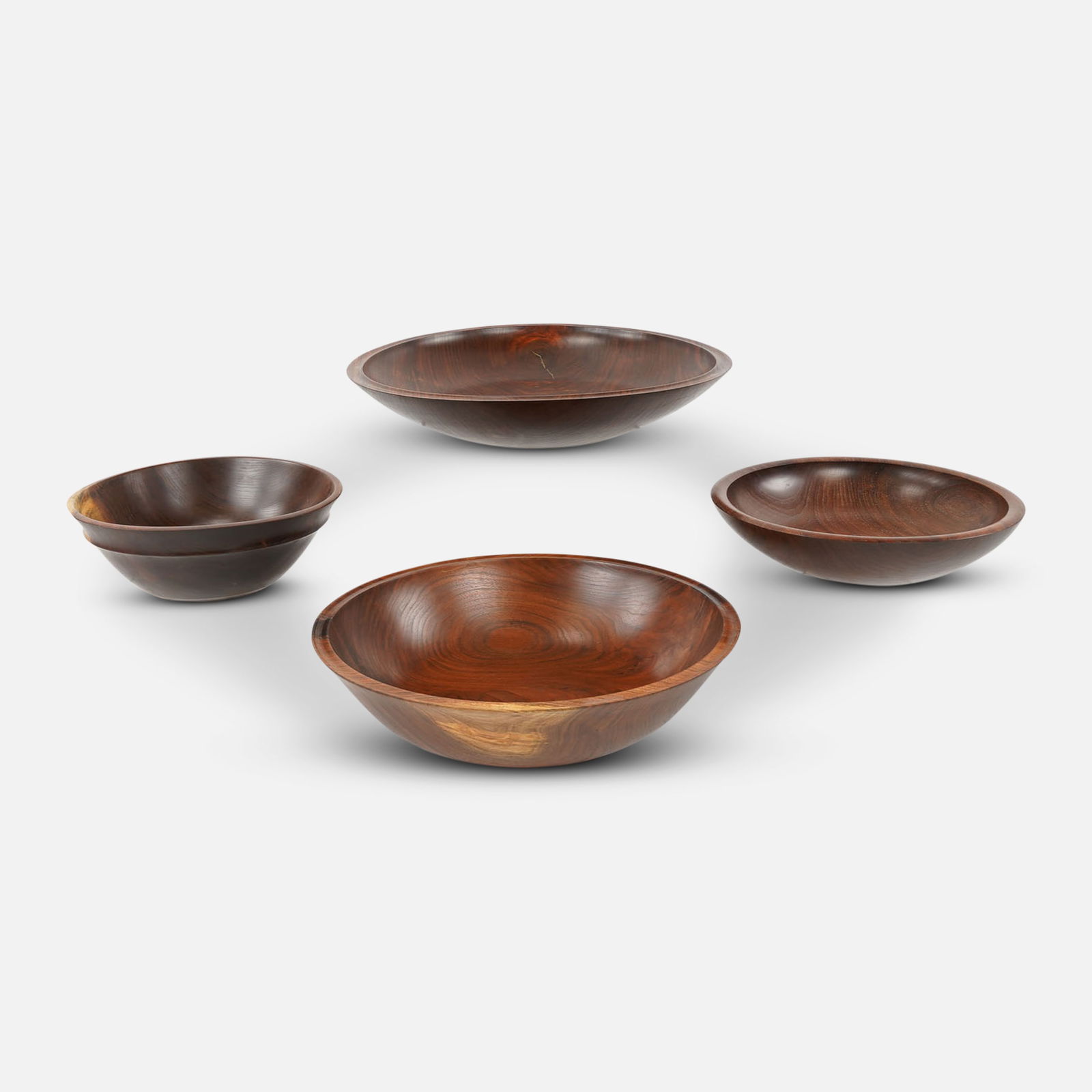 Four K. C. Cromwell Bench Made Turned Walnut Wood Bowls (1 of 8)