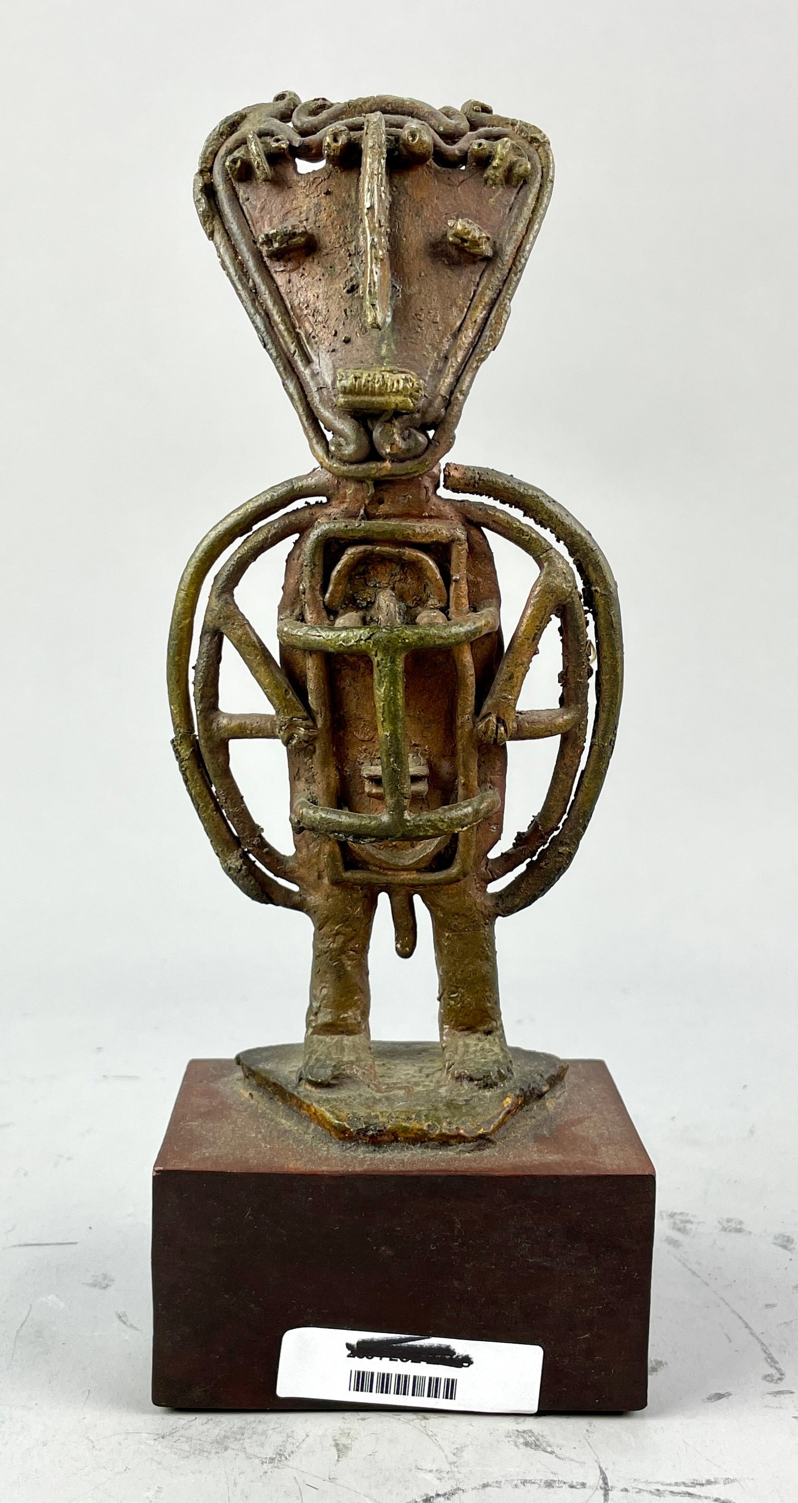 Unusual Nigerian Tribal African Modernist Bronze Sculpture: Ca. last half 20thC. Very good with no breaks or apparent repairs. This item was used, and will show multiple areas of age appropriate wear and surface losses. Please view all pictures, as this is the