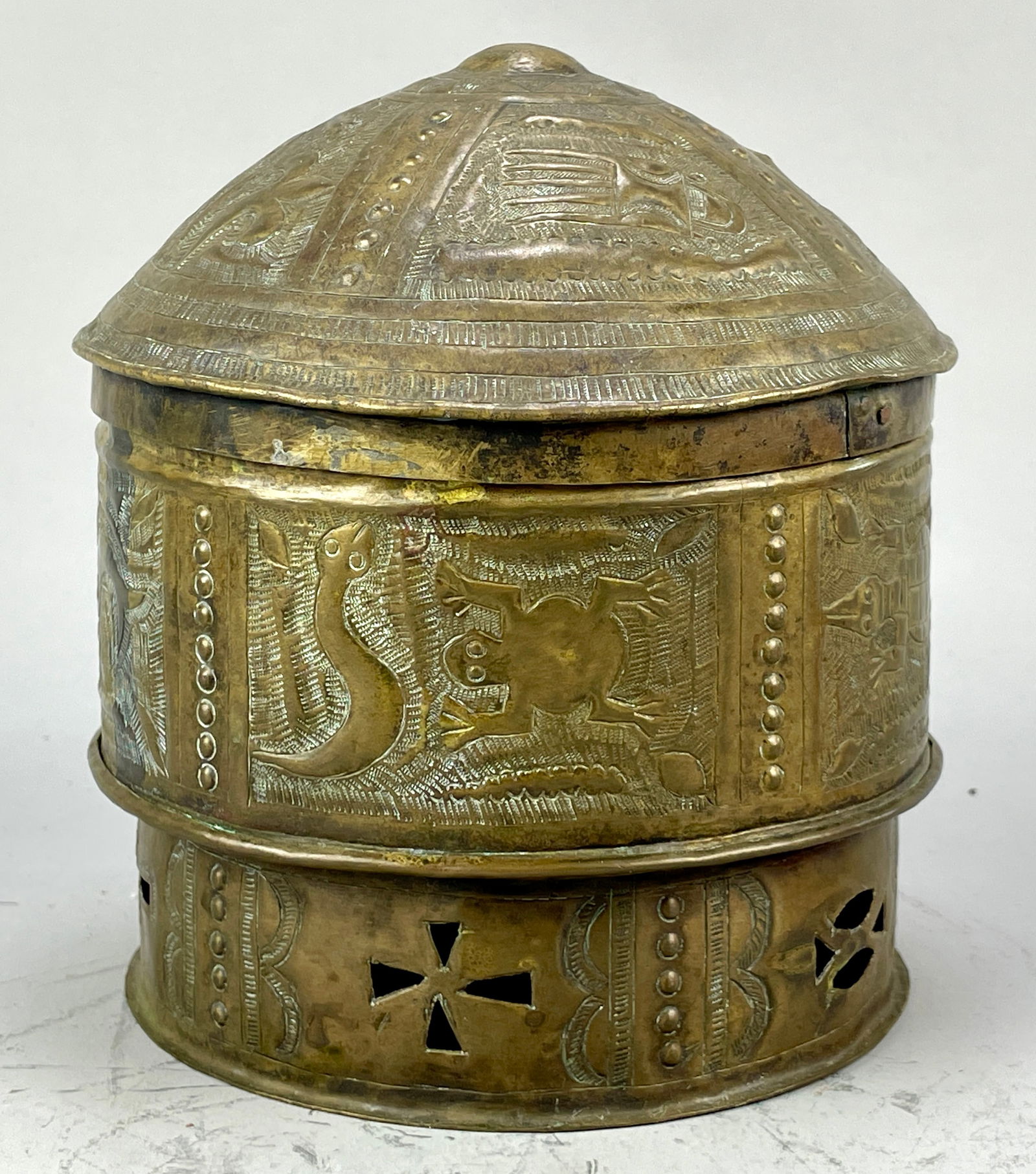 Old Asante Lidded Brass Container Shea Butter Forowa (1 of 4)