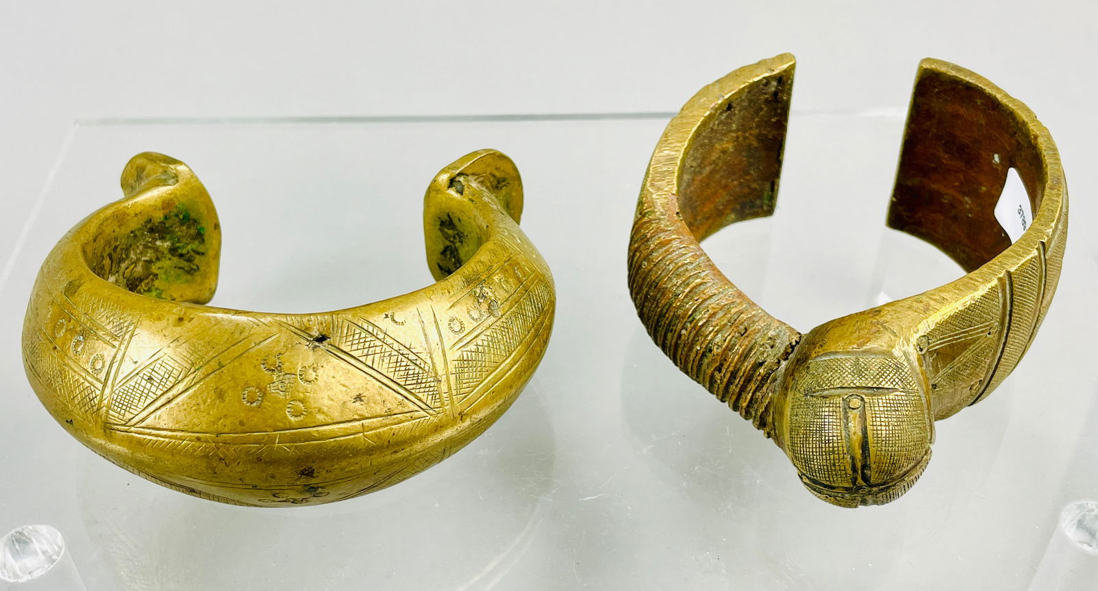 Two Old Taureg Brass Manilla Currency African Niger Bracelet Cuffs Lot #3 (1 of 9)