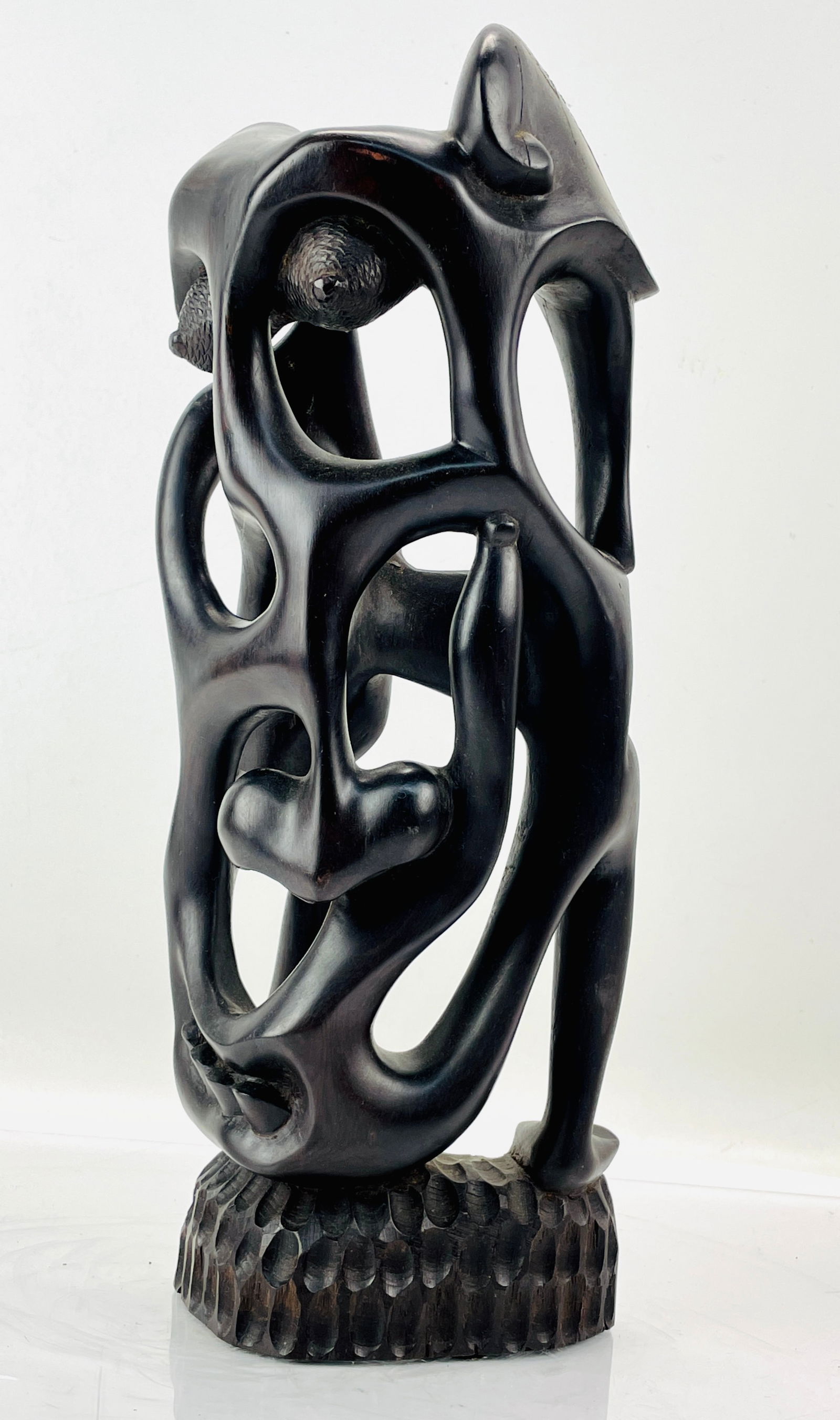 Makonde Carved Ebony Hardwood African Tribal Sculpture Tanzania #6: Ca. last half 20thC. From the same collection as the other Makonde carvings. This one is break and repair free. This item(s) is used, and will show multiple areas of age appropriate wear and surface l