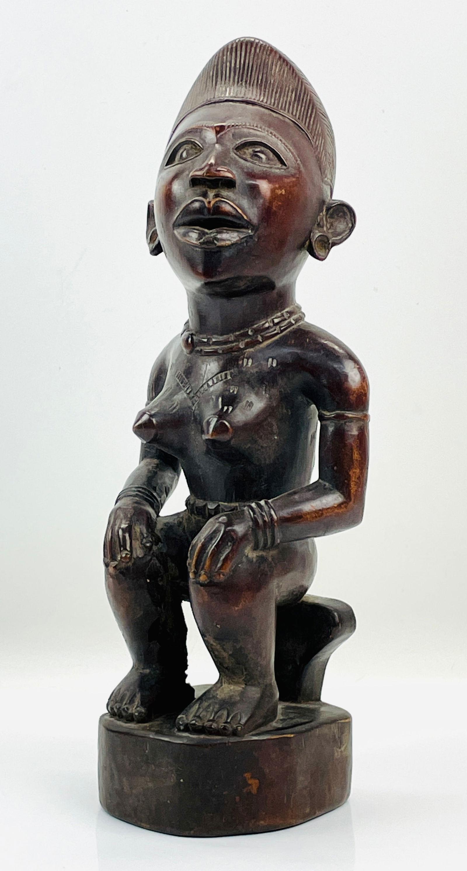 Bakongo Carved Wood African Tribal Figurine Seated Female Statue (1 of 6)