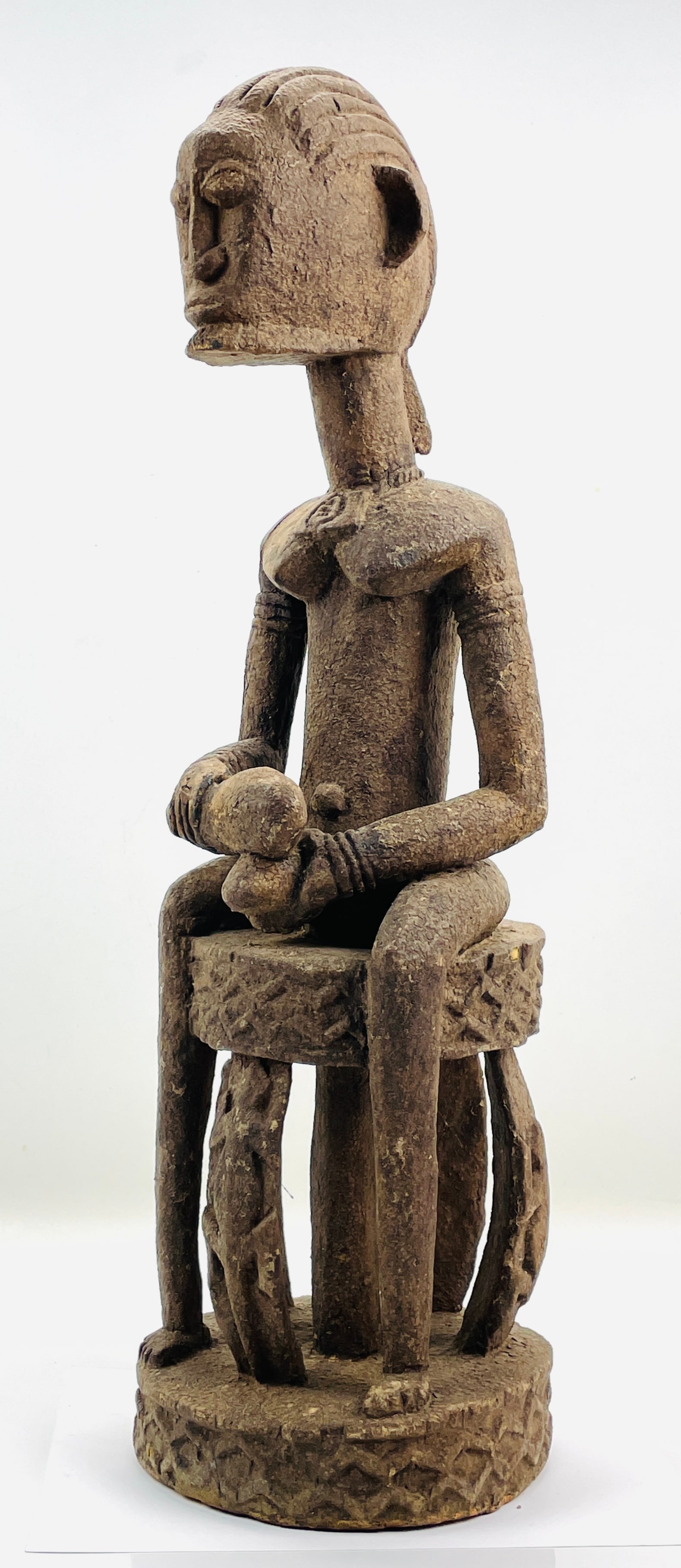 Old Dogon Peoples Carved Wood Seated African Tribal Figurine Seated Ancestor Statue (1 of 5)