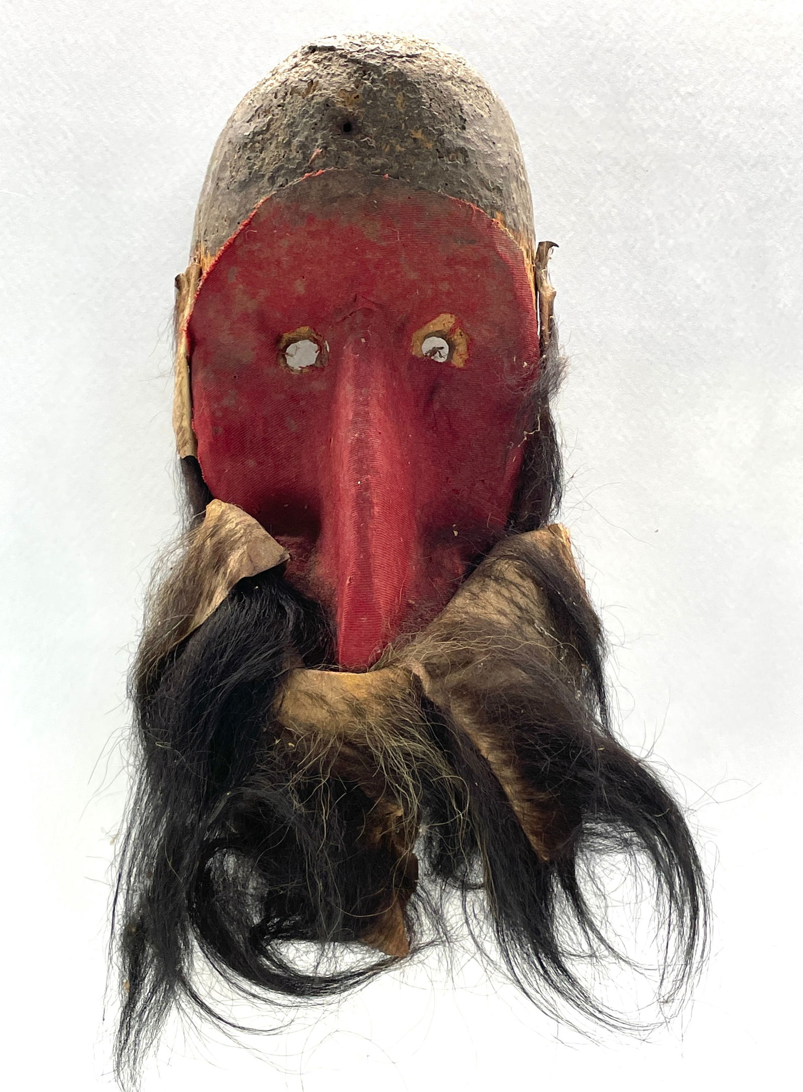 Dan Tribal Zakpai Carved Wood and Red Cloth Face Mask w/Reticulated Jaw/Beard (1 of 5)