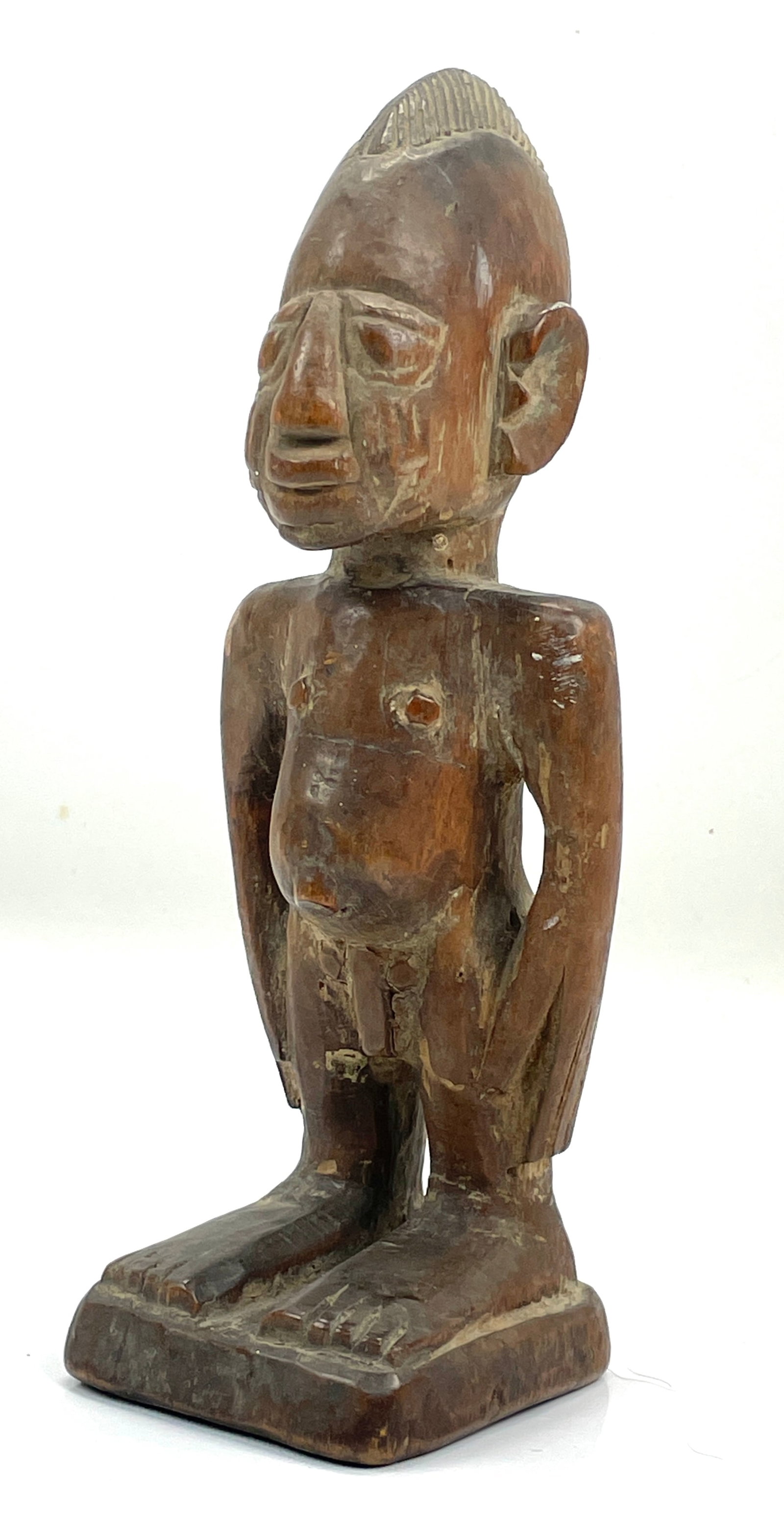 Yoruba Tribal Ibeji Twin Cult Carved Wood Figure African Nigeria #1: Ca. second half 20thC. Very good with no major losses, and no repairs. Nice deep, rich patina. This item(s) is used, and will show multiple areas of age appropriate wear and surface losses. Please vie