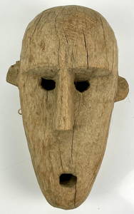 Dan Tribal Carved Wood African Face Mask Weathered Surface