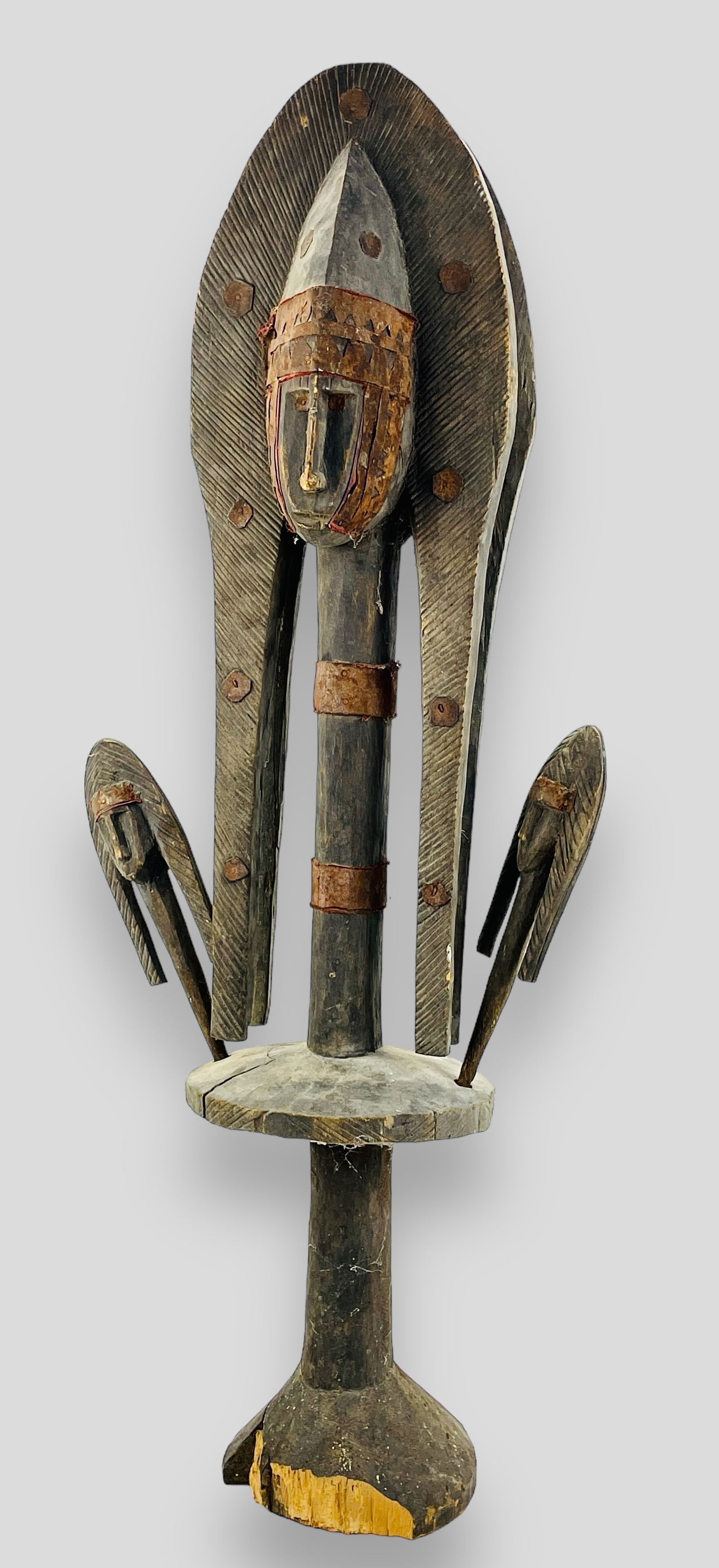 Bamana Tribal Carved Wood Marionette Figurine with Smaller Heads Segou Mali African Statue (1 of 9)