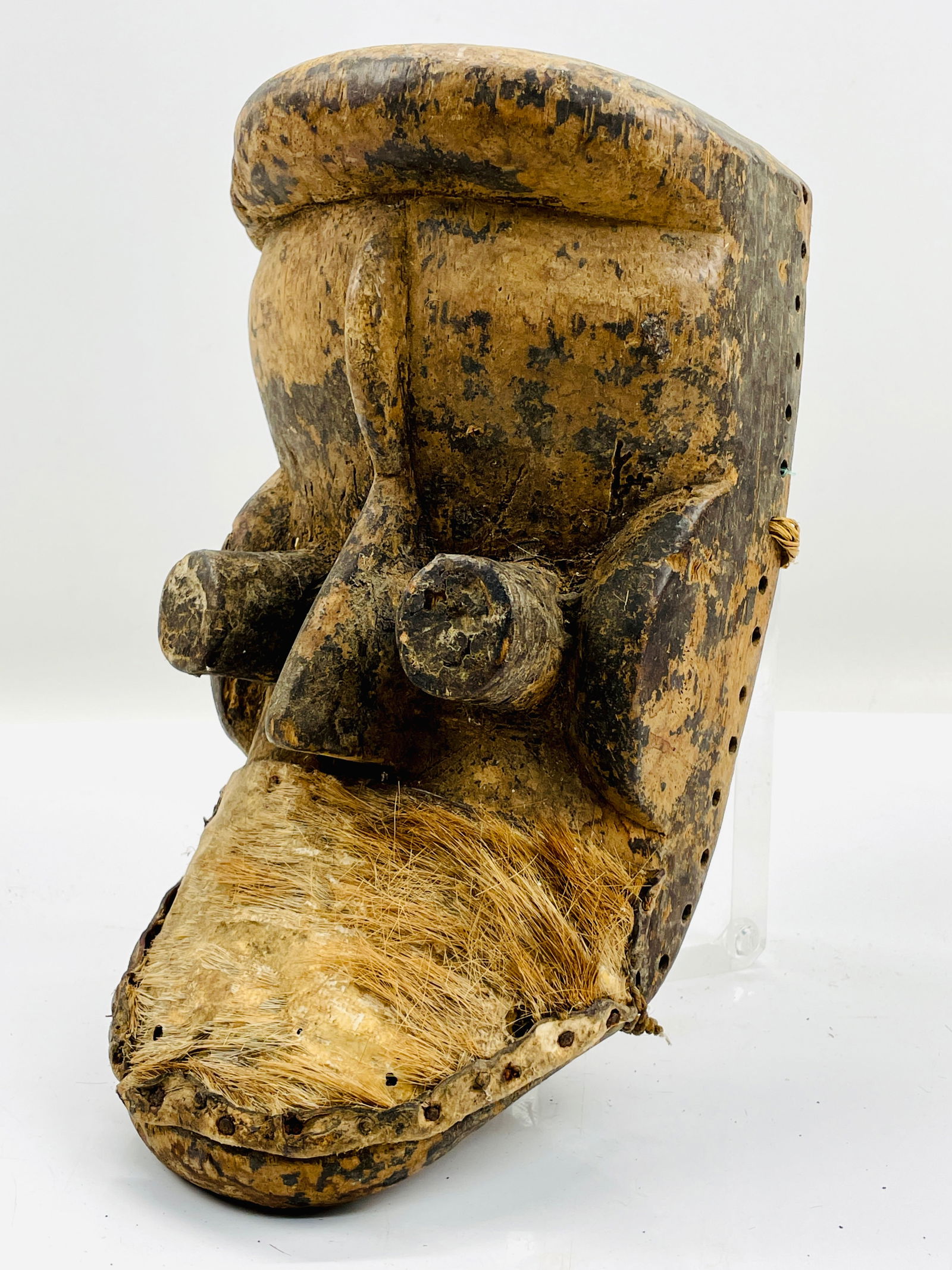 Grebo Tribal Carved Wood and Skin African Mask Ivory Coast (1 of 7)