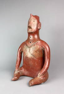 Seated Shaman Effigy Figure Redware Pottery Colima Culture Mexico Pre-Columbian