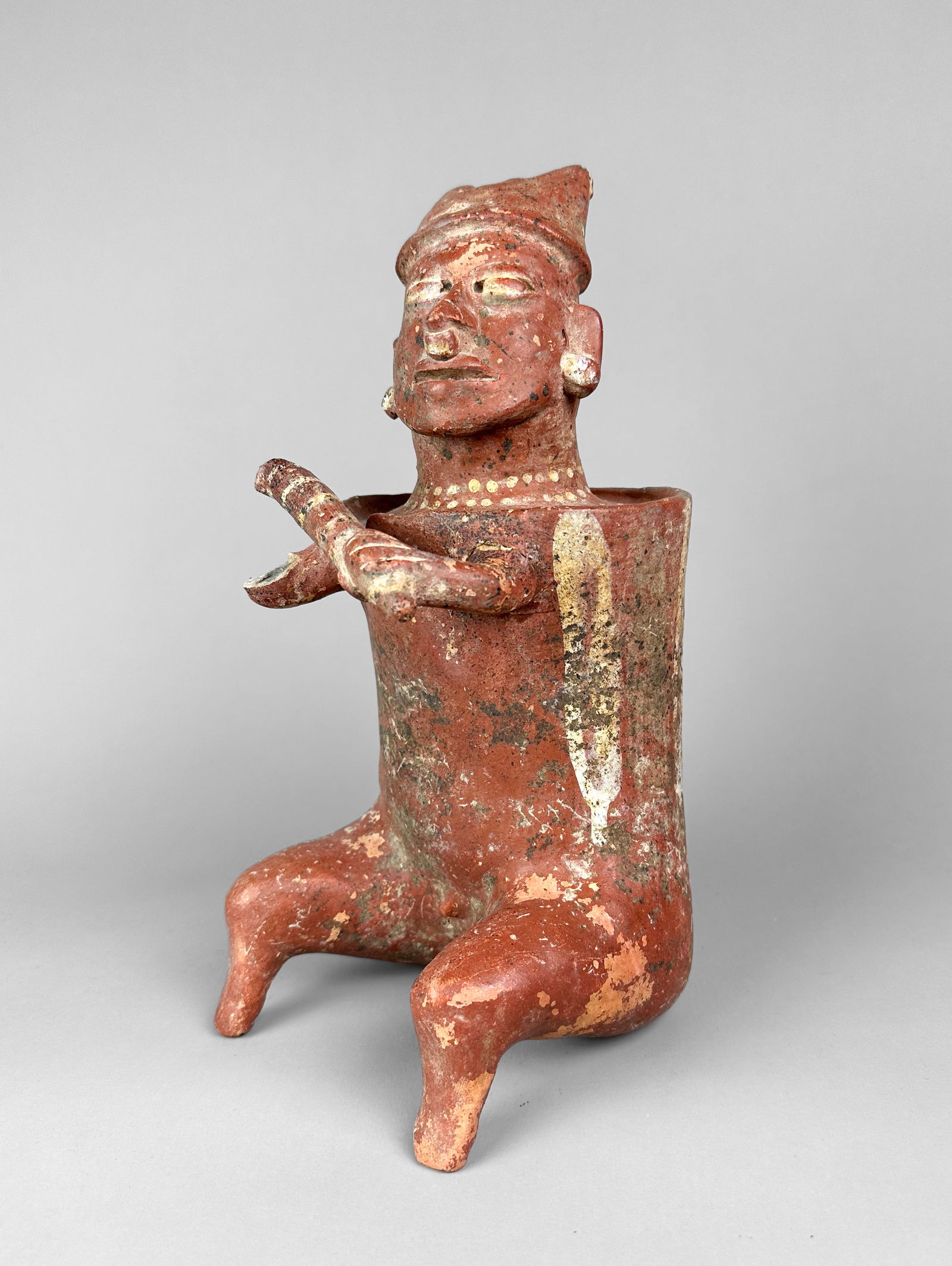 Jalisco Warrior Figure Redware Pottery Pre-Columbian West Mexico: Ca. 200 BC to 300 AD.