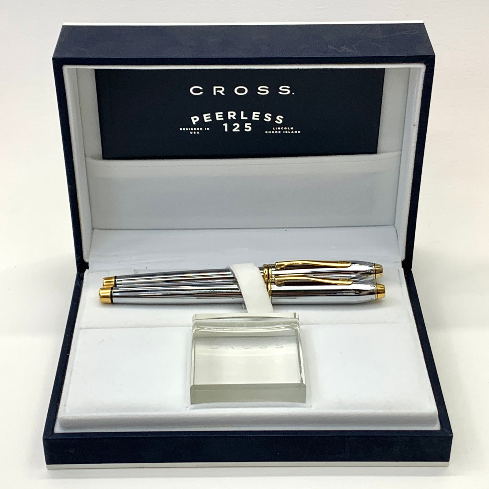 Fine Cross Peerless 125 Chrome and Gold Ballpoint and Fountain Pen Boxed Set (1 of 7)