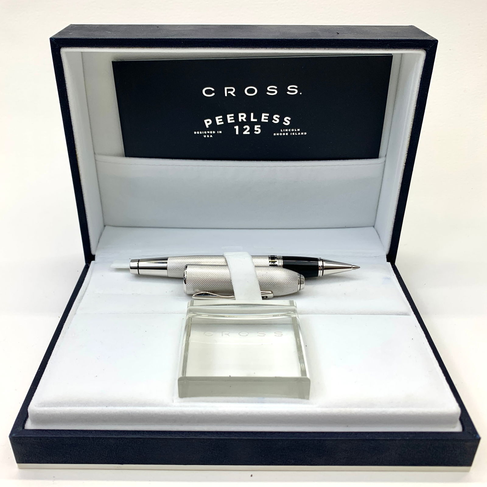 Cross Peerless 125 Silver Metal Ballpoint Pen w/ Jewel at Cap Tip w/Box (1 of 6)
