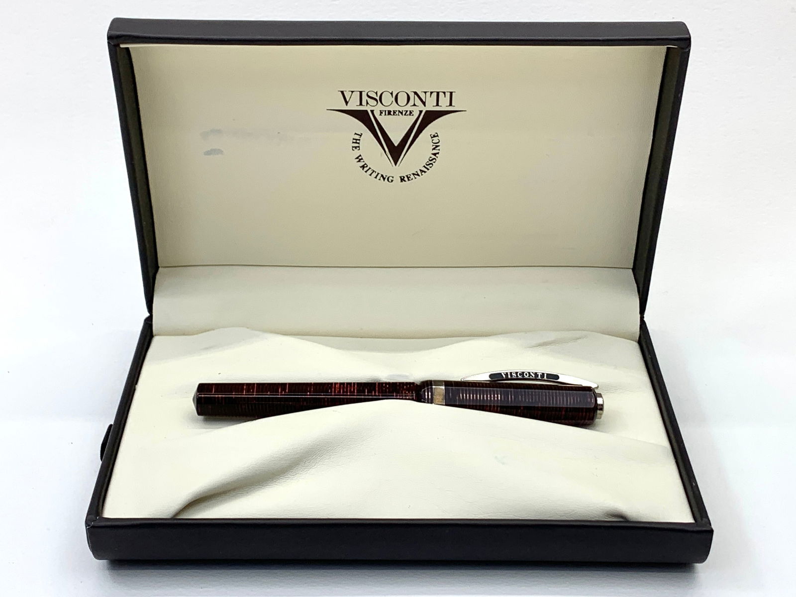 Visconti Italy Wallstreet Red Pearl Striped Ballpoint Pen w/Box (1 of 7)