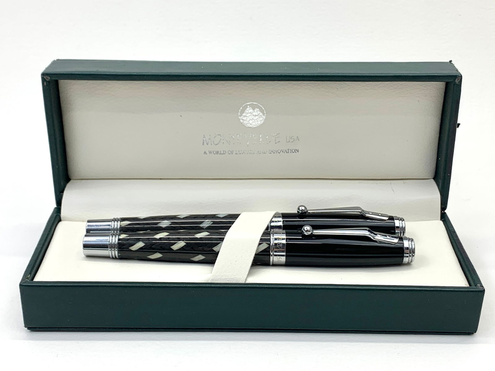 Monteverde Lattice Design Black Cap Fountain and Ballpoint Pen Set w/Box (1 of 7)