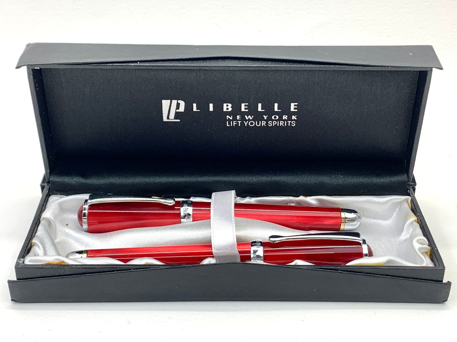 Libelle Red Satin Dragonfly Fountain and Ballpoint Pen Set w/Box (1 of 7)