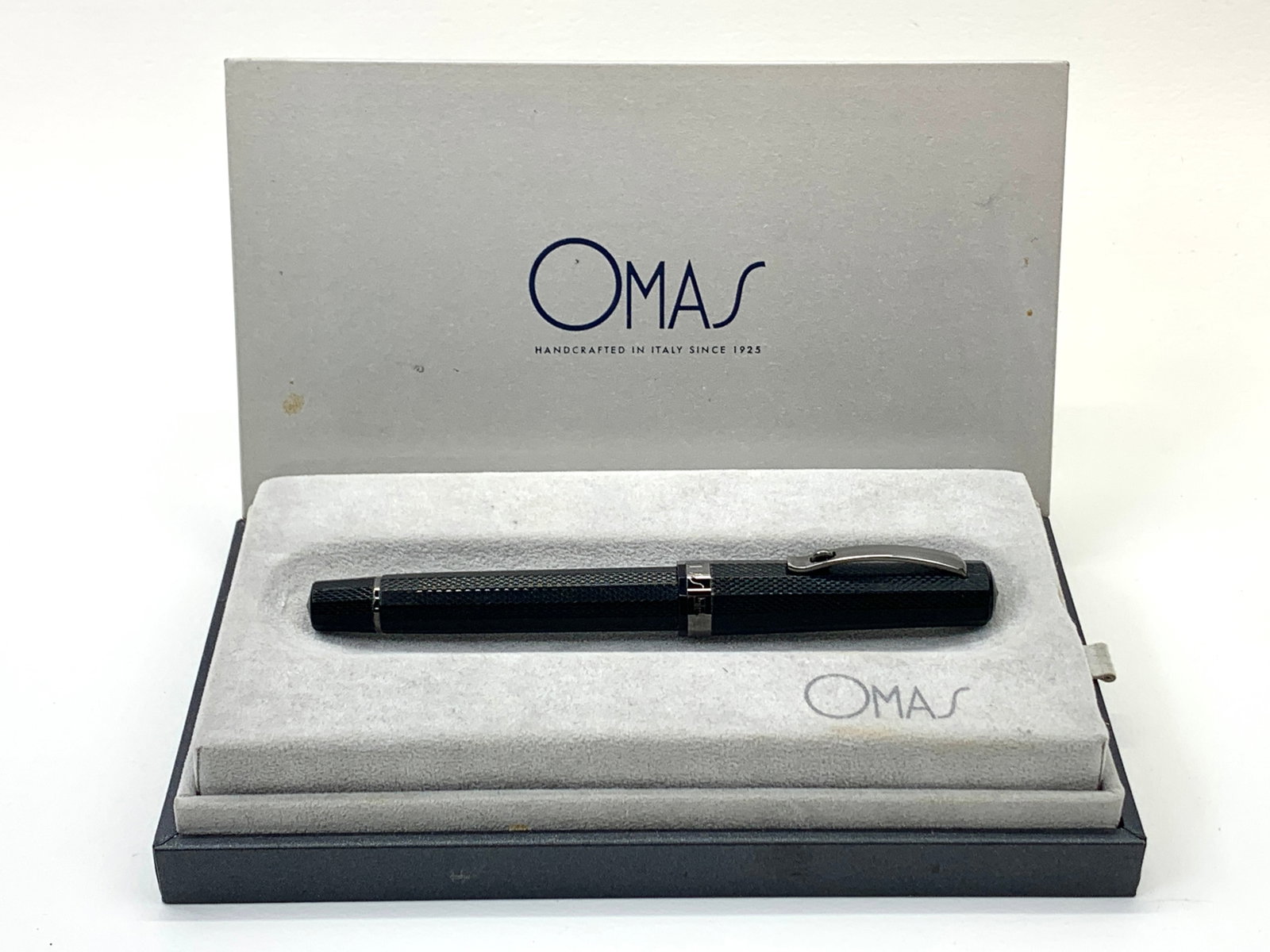Omas Italy Octagonal Black Roller Clip Ballpoint Pen w/Box: Lightly used condition with no defects. Approximately 5 5/8 inches closed.