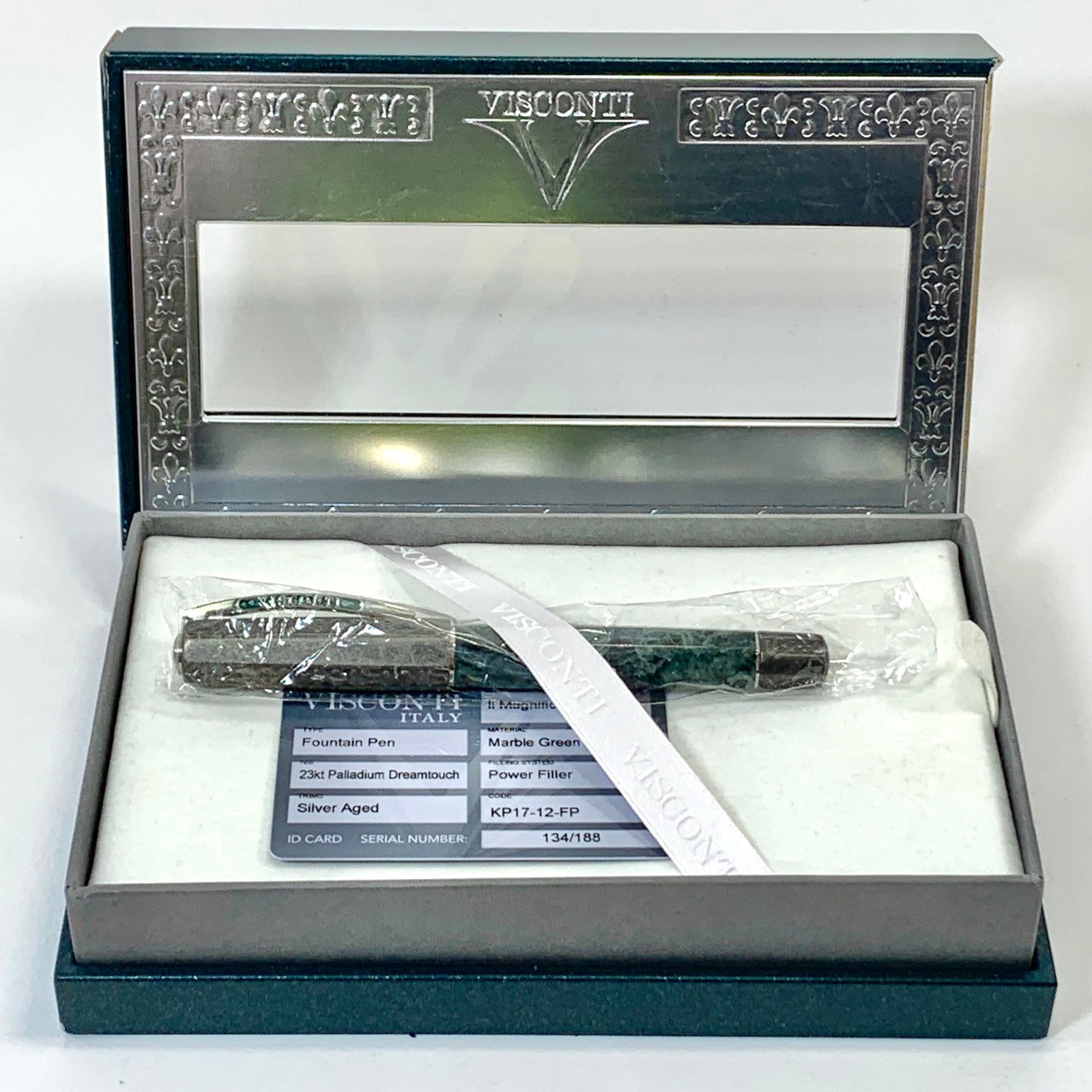 Visconti Italy Magnifico Marble Green and Sterling Silver Oversized LTD ED Fountain Pen w/Box (1 of 11)
