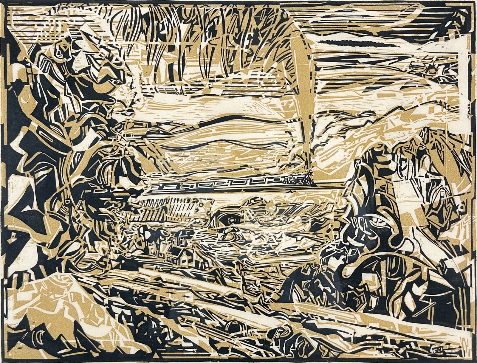 Fiske Boyd "Portage Pennsylvania" Pencil Signed Framed Woodblock Print (1 of 5)