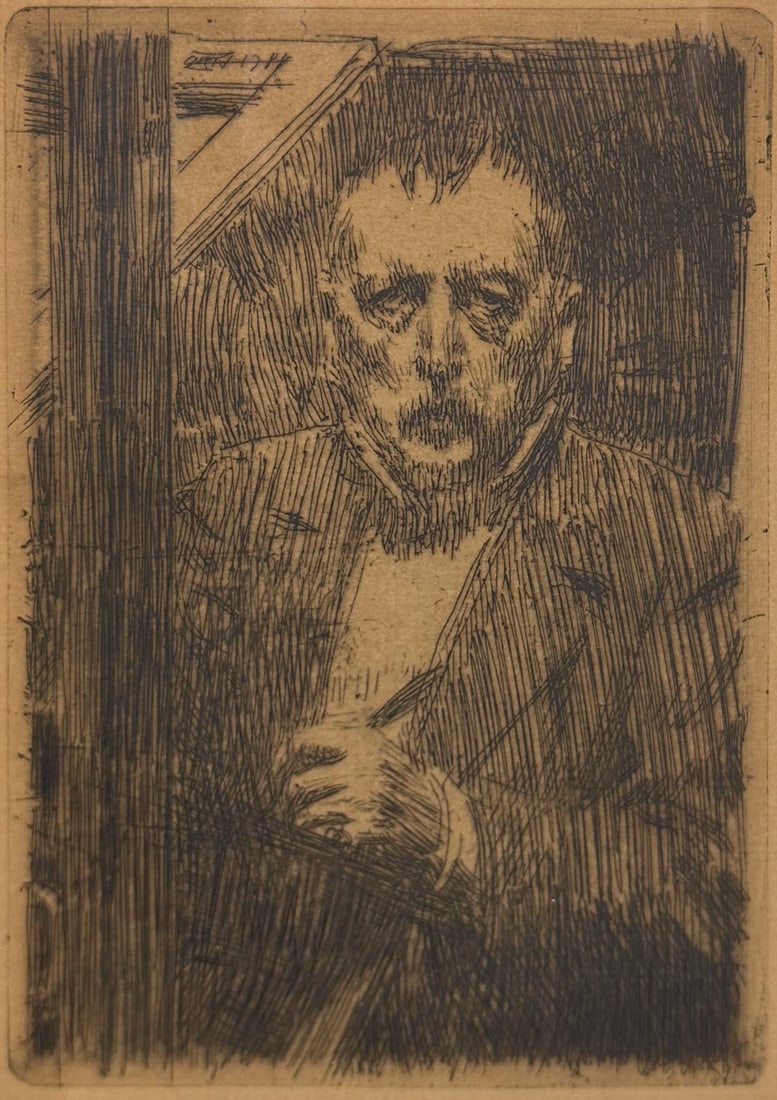 Andres Zorn 1911 Self-Portrait Etching Framed Pencil Signed Print (1 of 3)