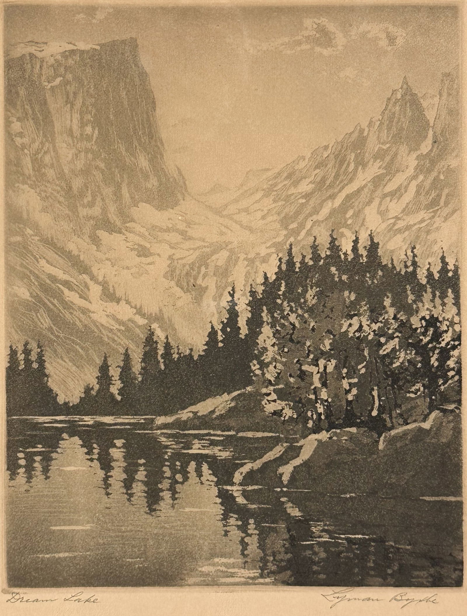 Lyman Byxbe "Dream Lake" Pencil Signed Etching Framed Print (1 of 5)