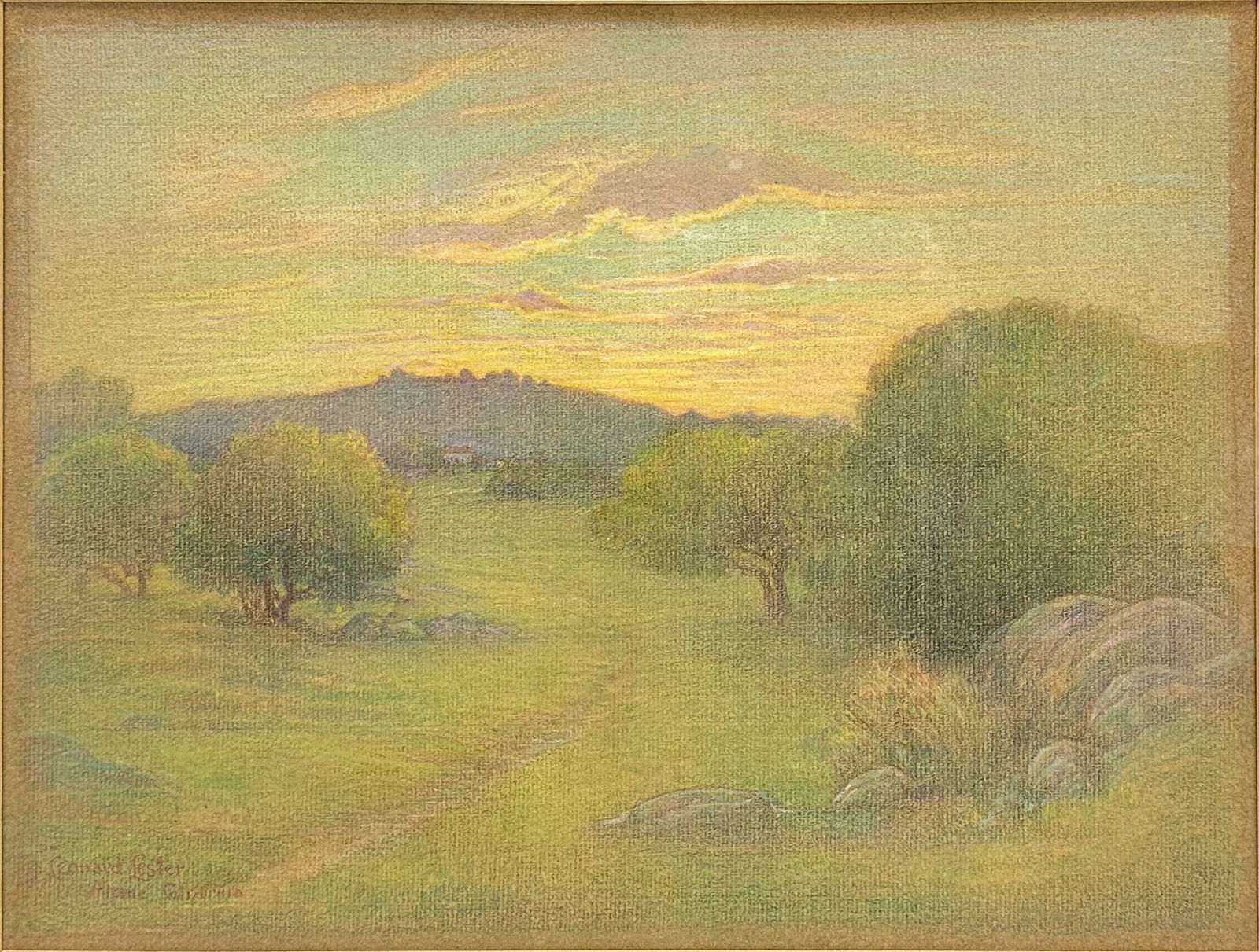 Leonard Lester "Alpine California Oaks at Sunset" Framed Pastel Painting (1 of 5)