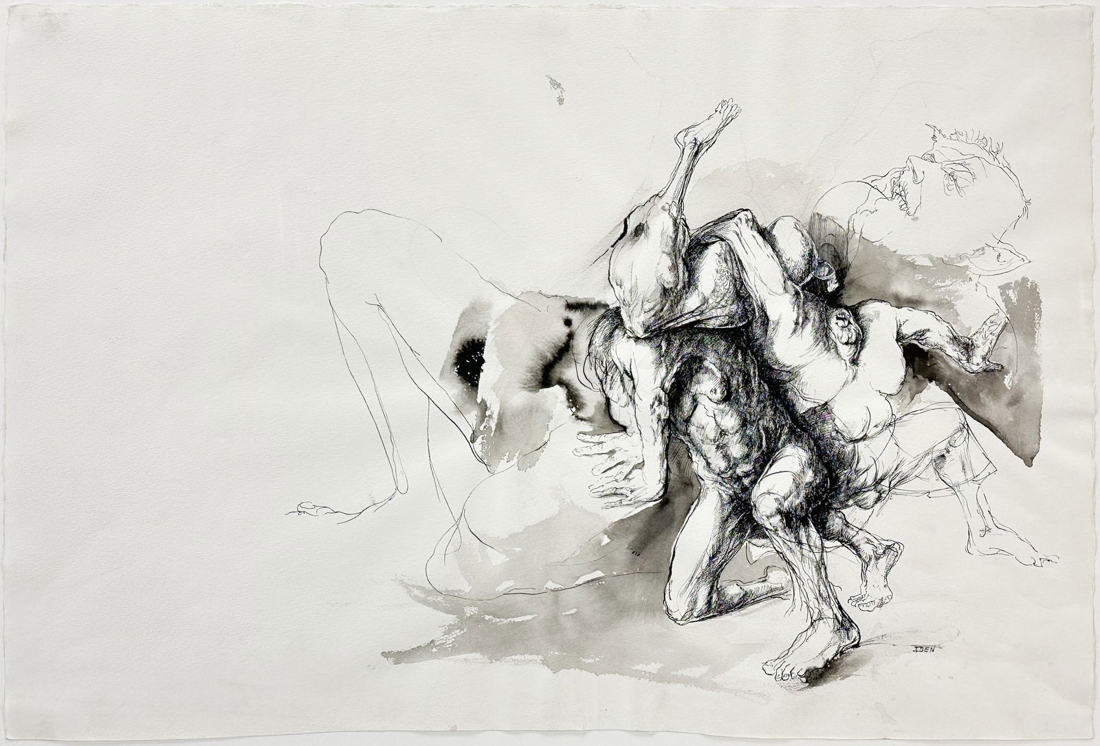 Harold Bernard Isen Original Pen and Ink Framed Drawing Grotesque Humanity (1 of 5)