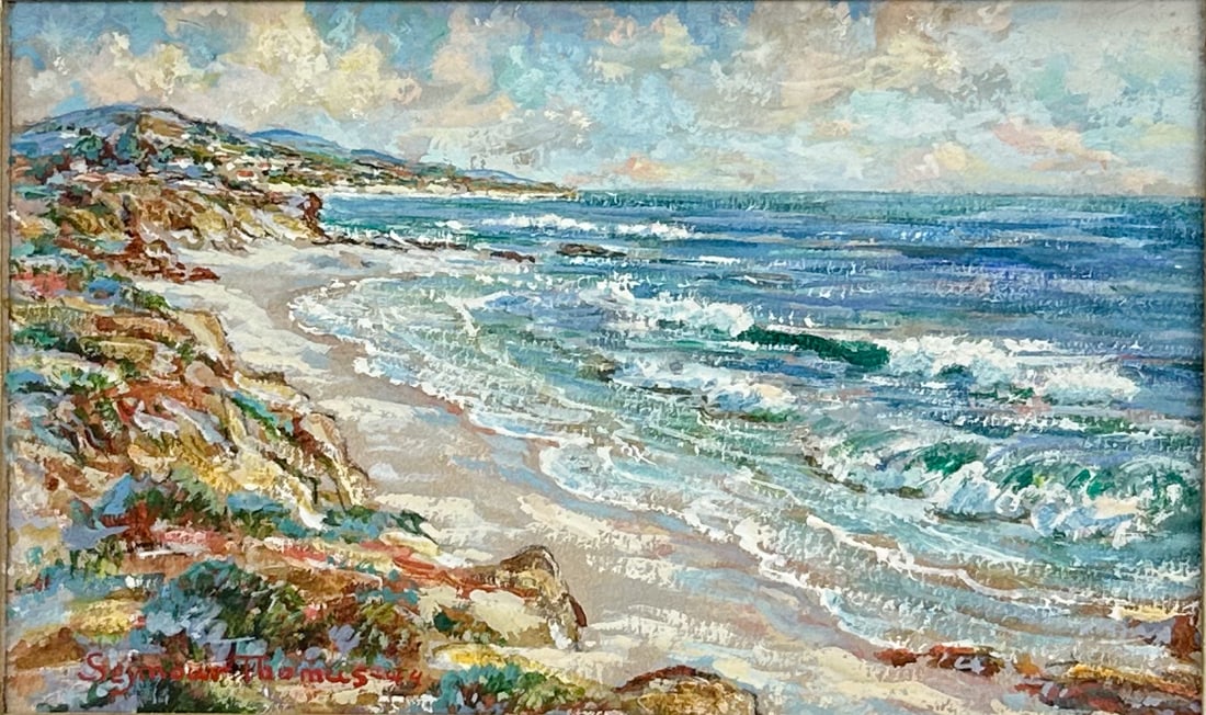 Stephen Seymour Thomas "Coastal Landscape of California" 1944 Oil Painting on Board (1 of 5)
