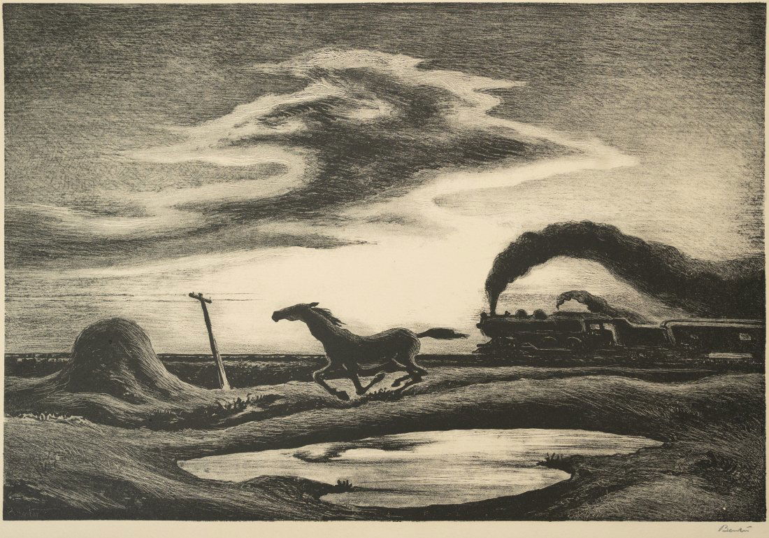 Thomas Hart Benton "The Race" 1942 Original Pencil Signed Framed Lithograph Print (1 of 9)