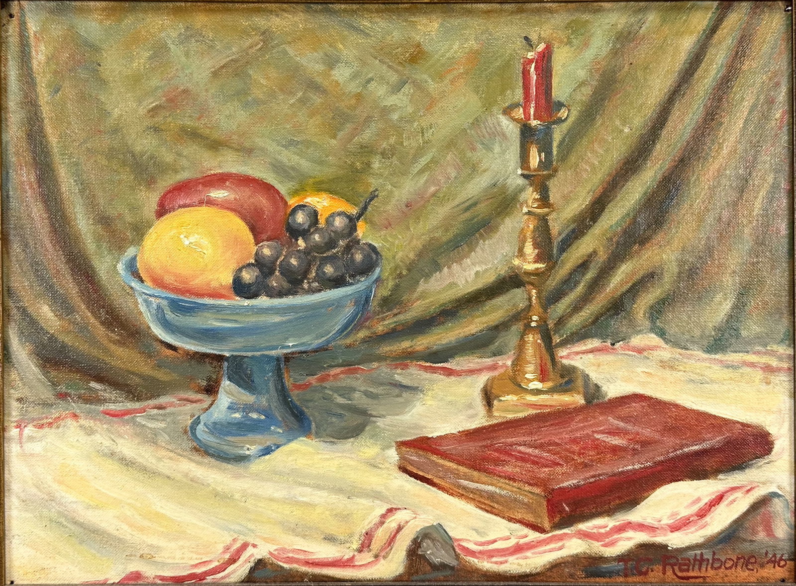 T. C. Rathbone Framed Still Life Oil on Artist Board 1946 Painting (1 of 5)