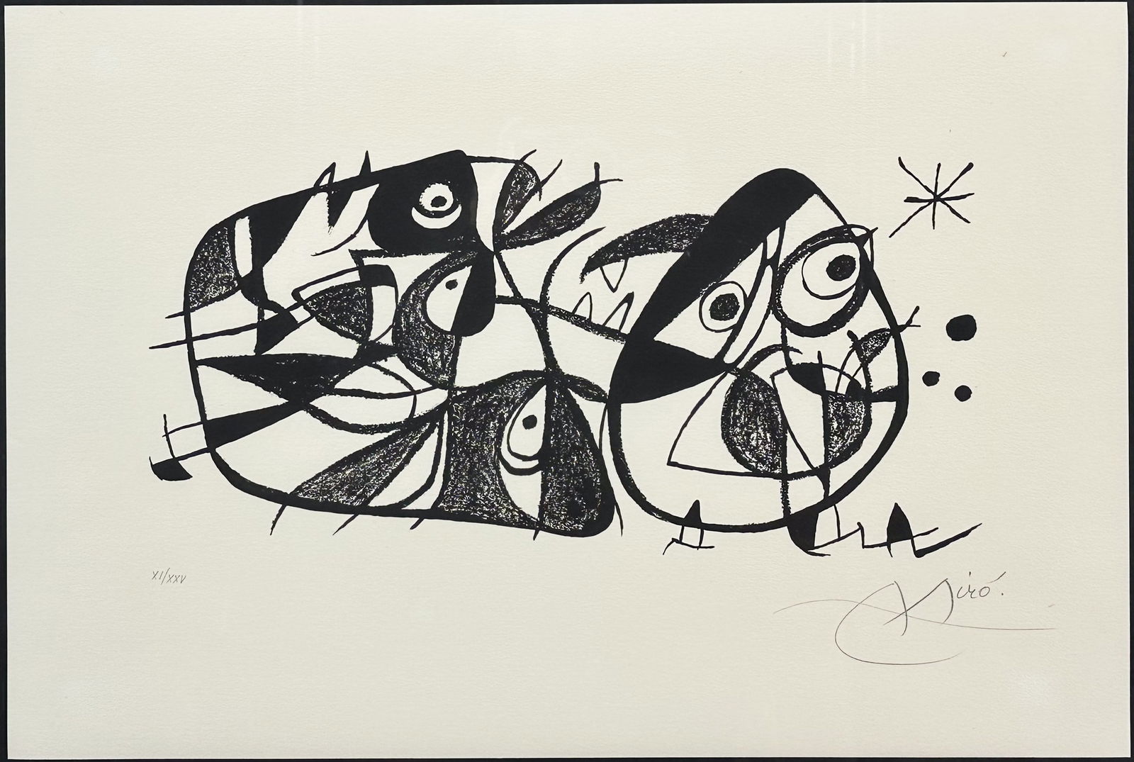 Joan Miro "Homage" 1973 Original Pencil Signed Lithograph Framed Print (1 of 6)