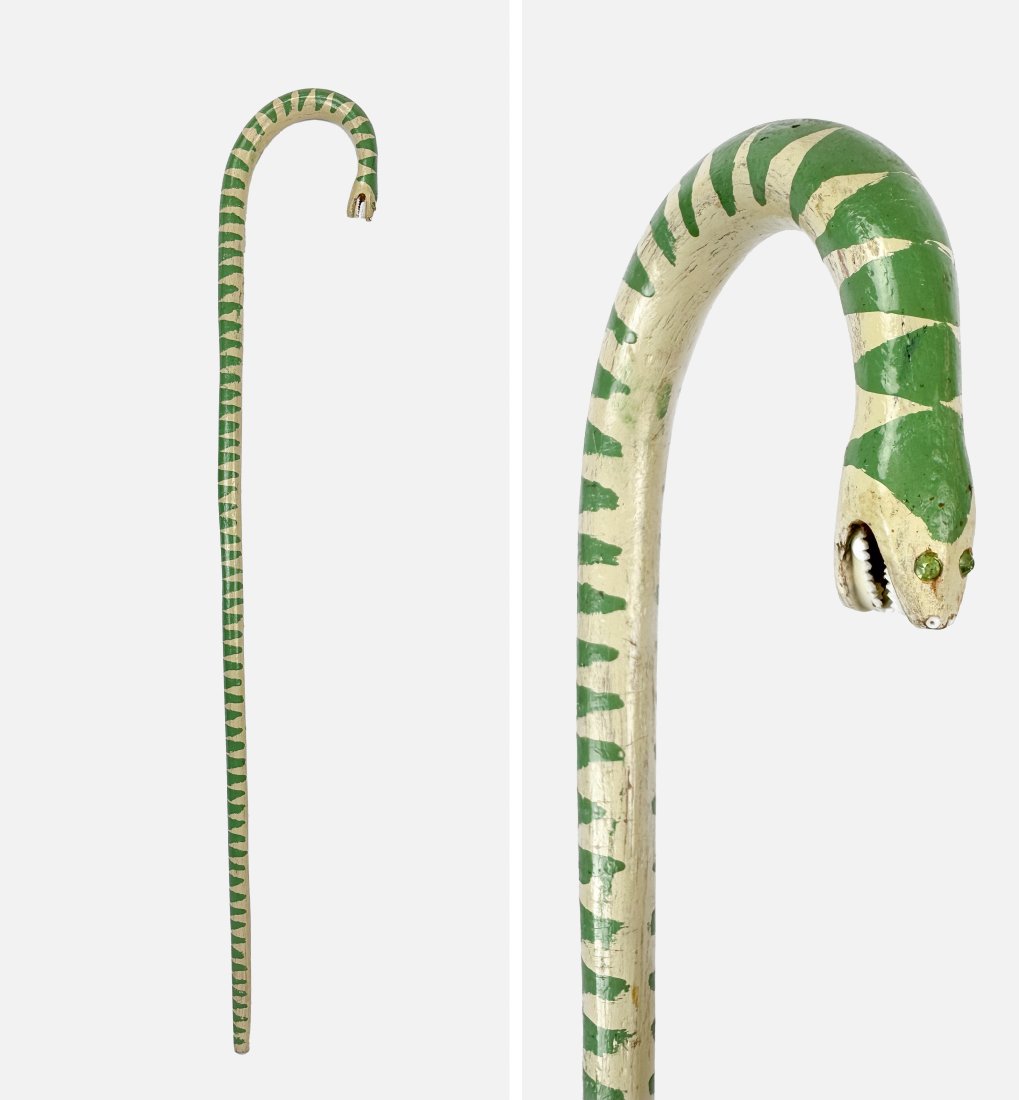 Denzil Goodpaster Carved and Painted Wood Snake Cane Southern USA Outsider Folk Art (1 of 5)