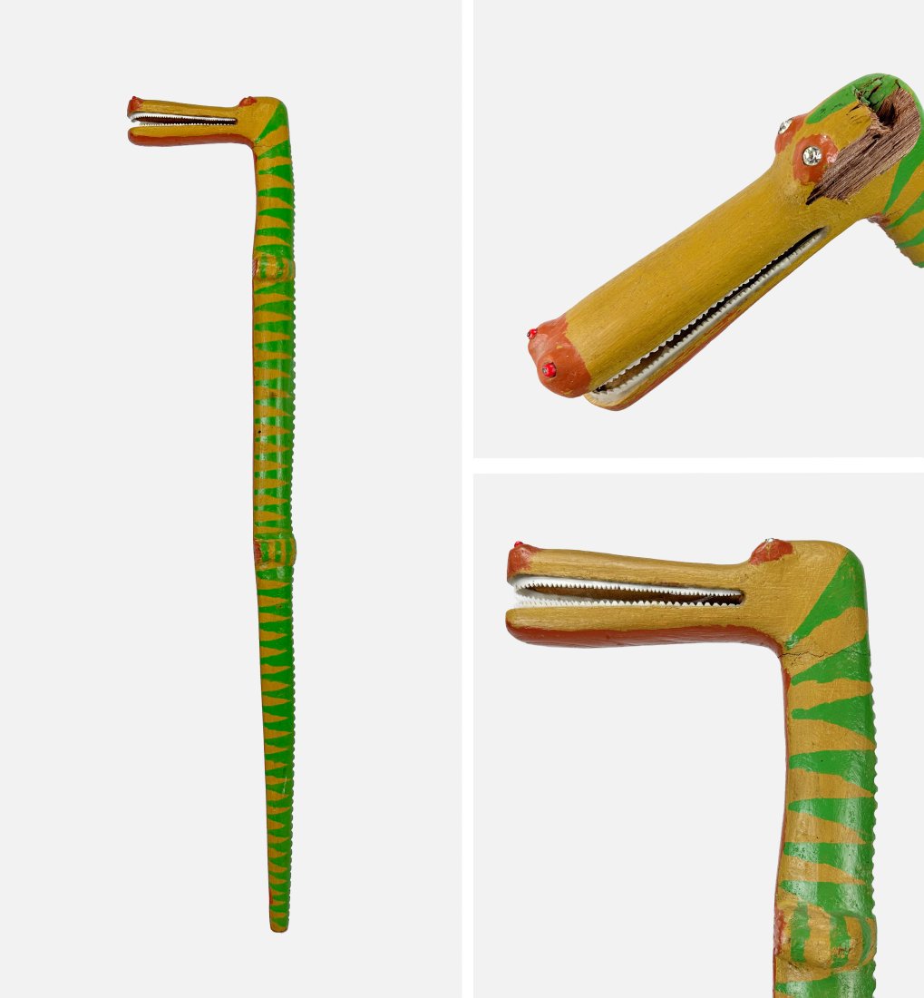 Denzil Goodpaster Carved Painted Wood Alligator Cane Southern Outsider Folk Art (1 of 6)